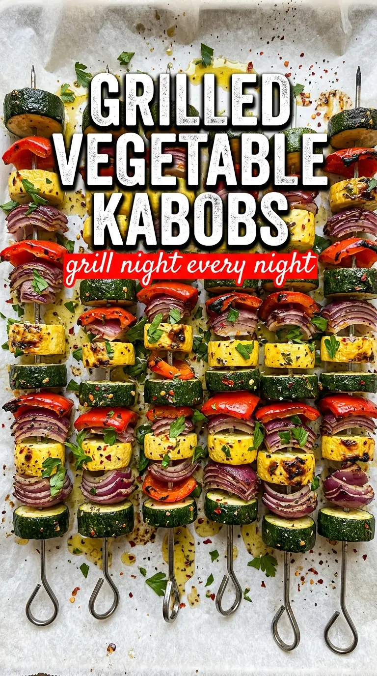 Grilled Vegetable Kabobs with Zucchini colorful charred