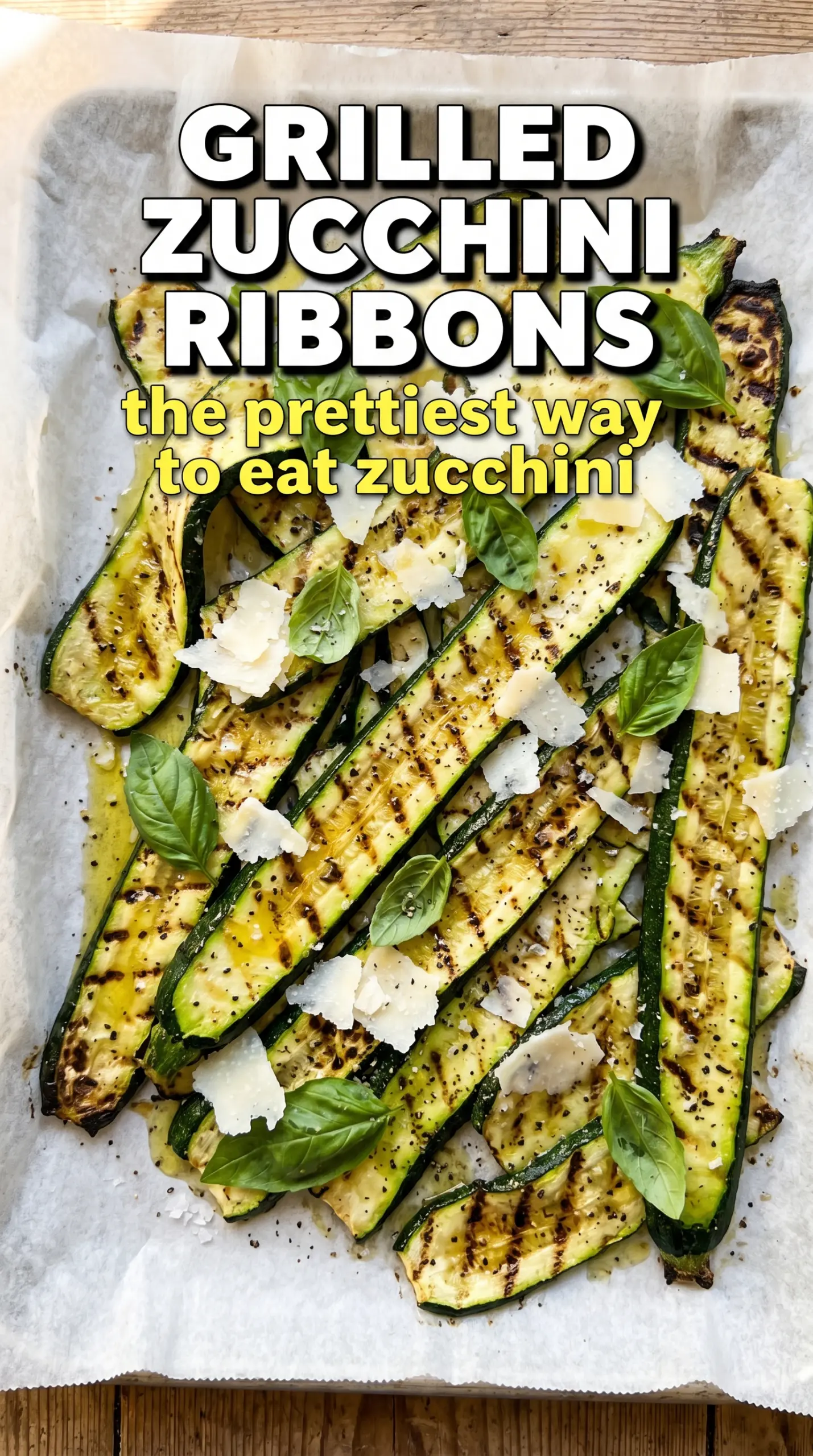 Grilled Zucchini Ribbons, lemon herb, parmesan