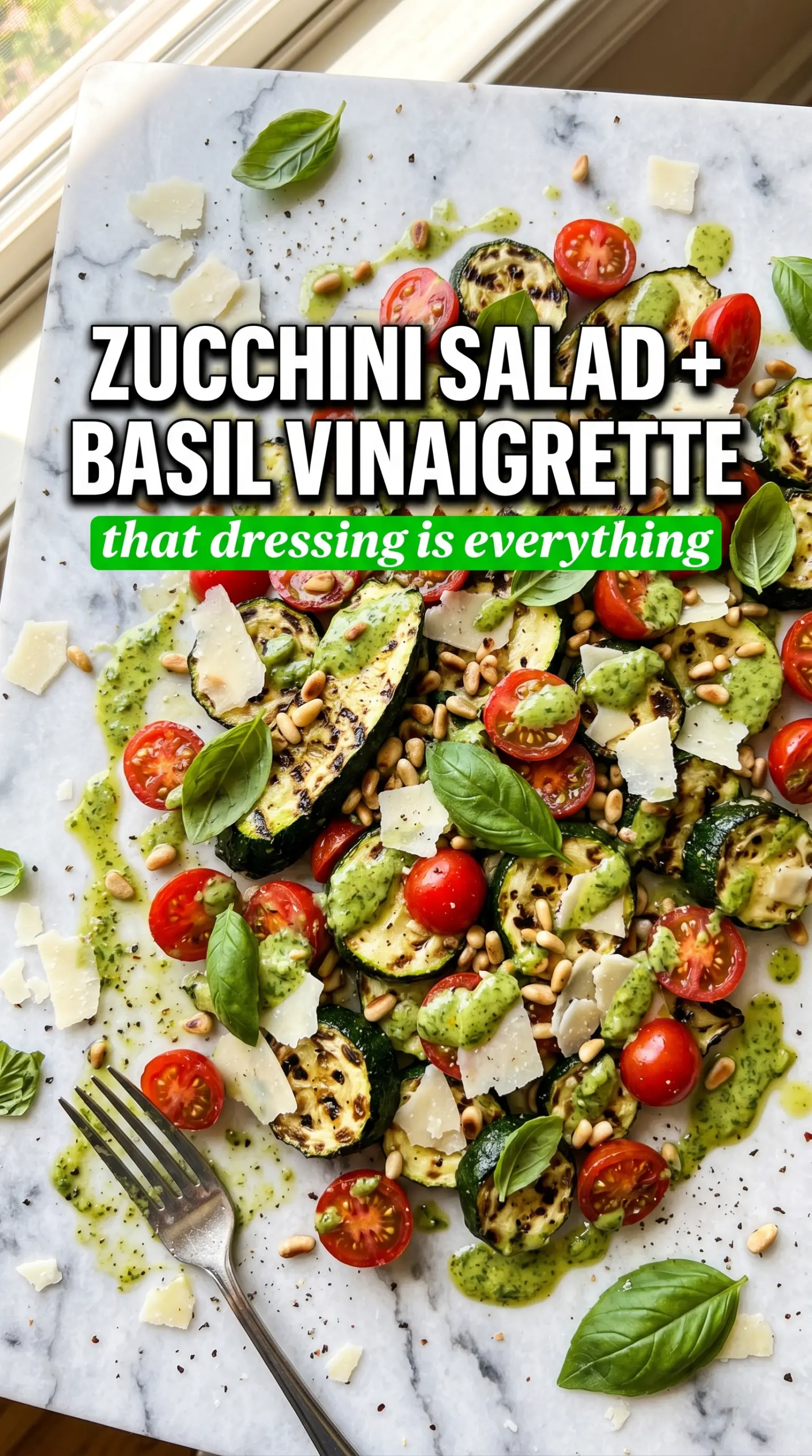 Grilled Zucchini Salad with Basil Vinaigrette charred fresh