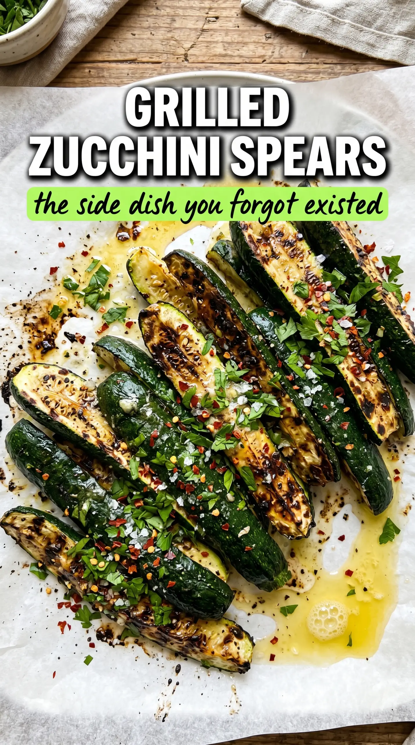 Grilled Zucchini Spears charred garlic-herb