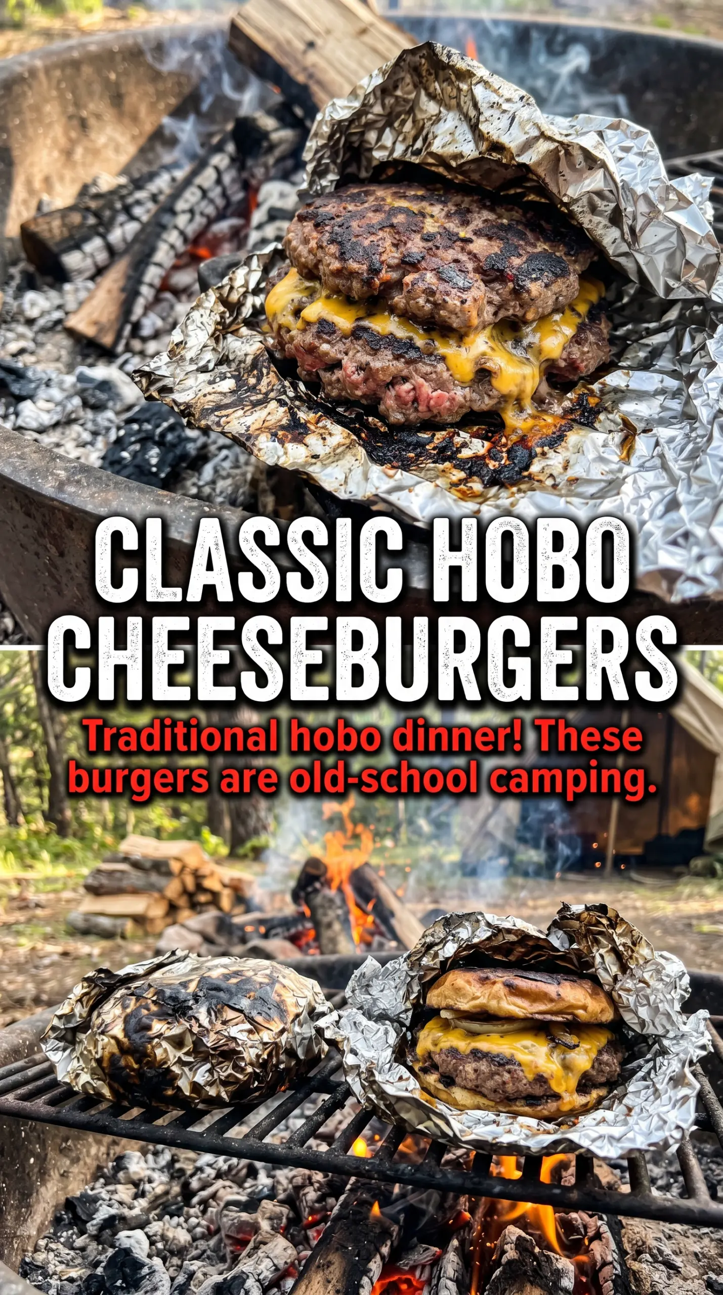 Hobo Dinner Cheeseburgers foil packet melted cheese