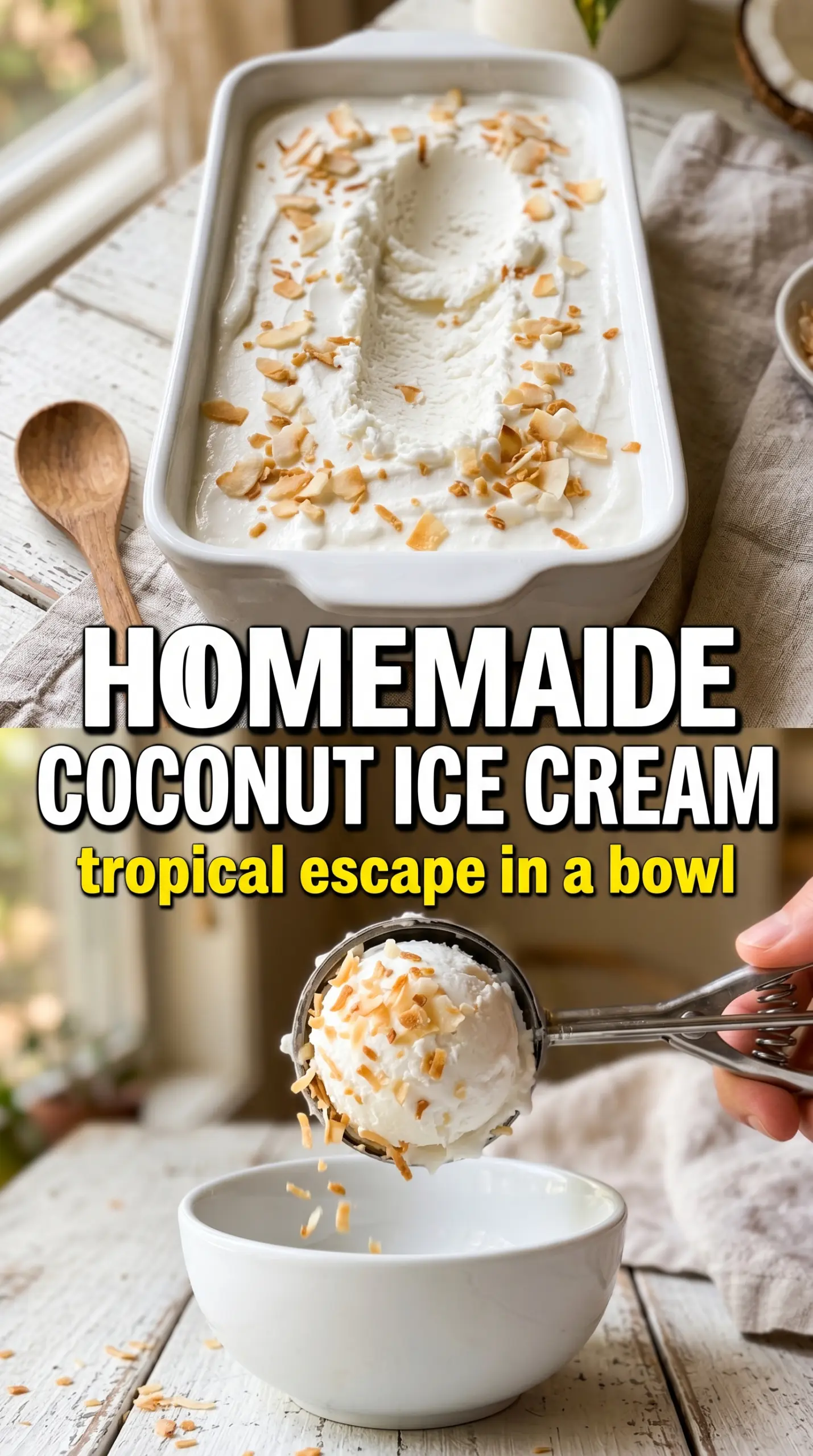 Homemade Coconut Ice Cream creamy toasted