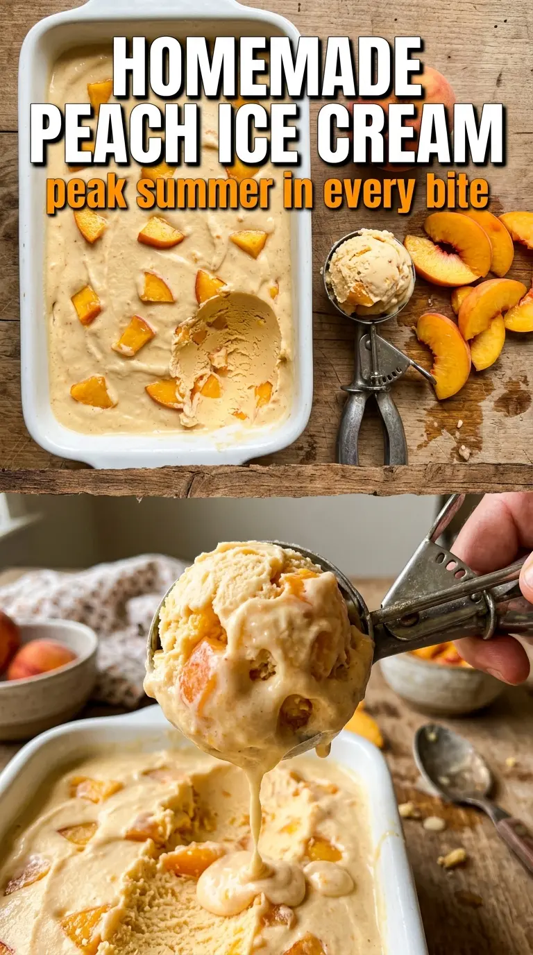 Homemade Peach Ice Cream creamy peachy custard