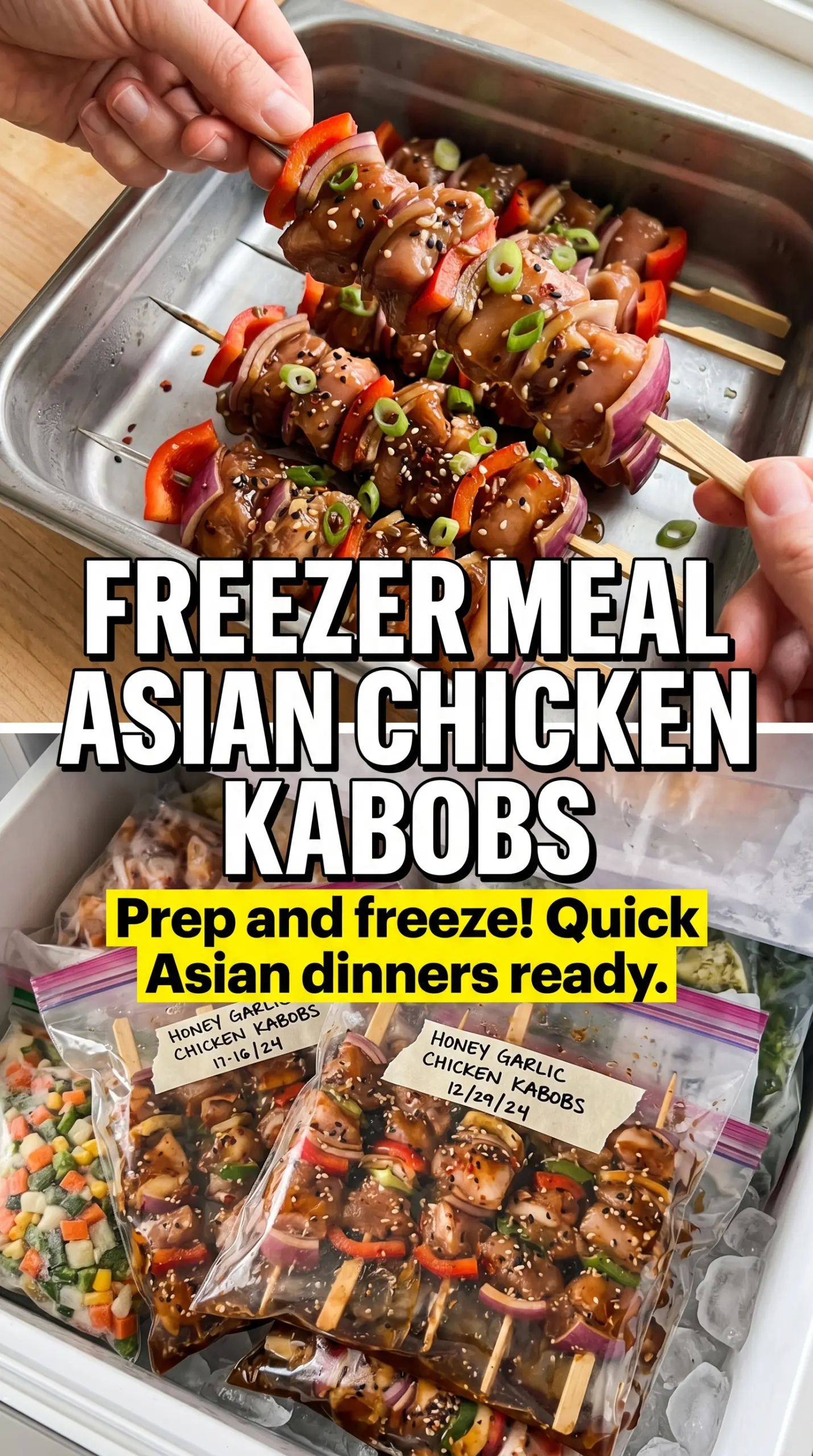 Honey Garlic Asian Chicken Kabobs glossy glazed kabobs