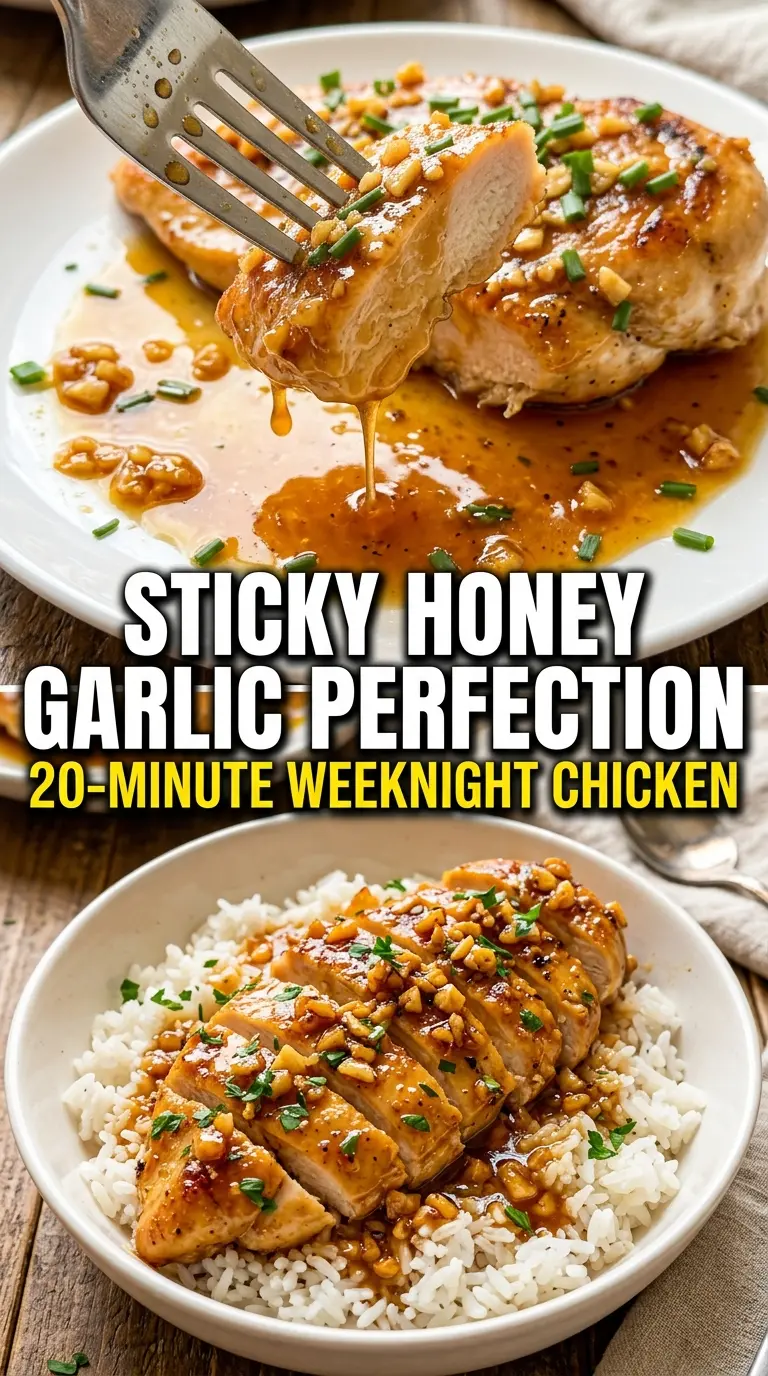 Honey Garlic Chicken with caramelized glaze, golden skin, thyme