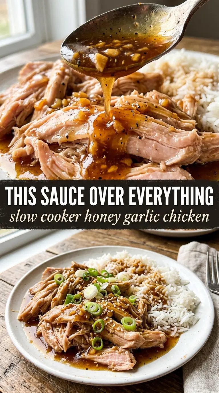 Honey Garlic Slow Cooker Chicken Thighs sticky saucy tender