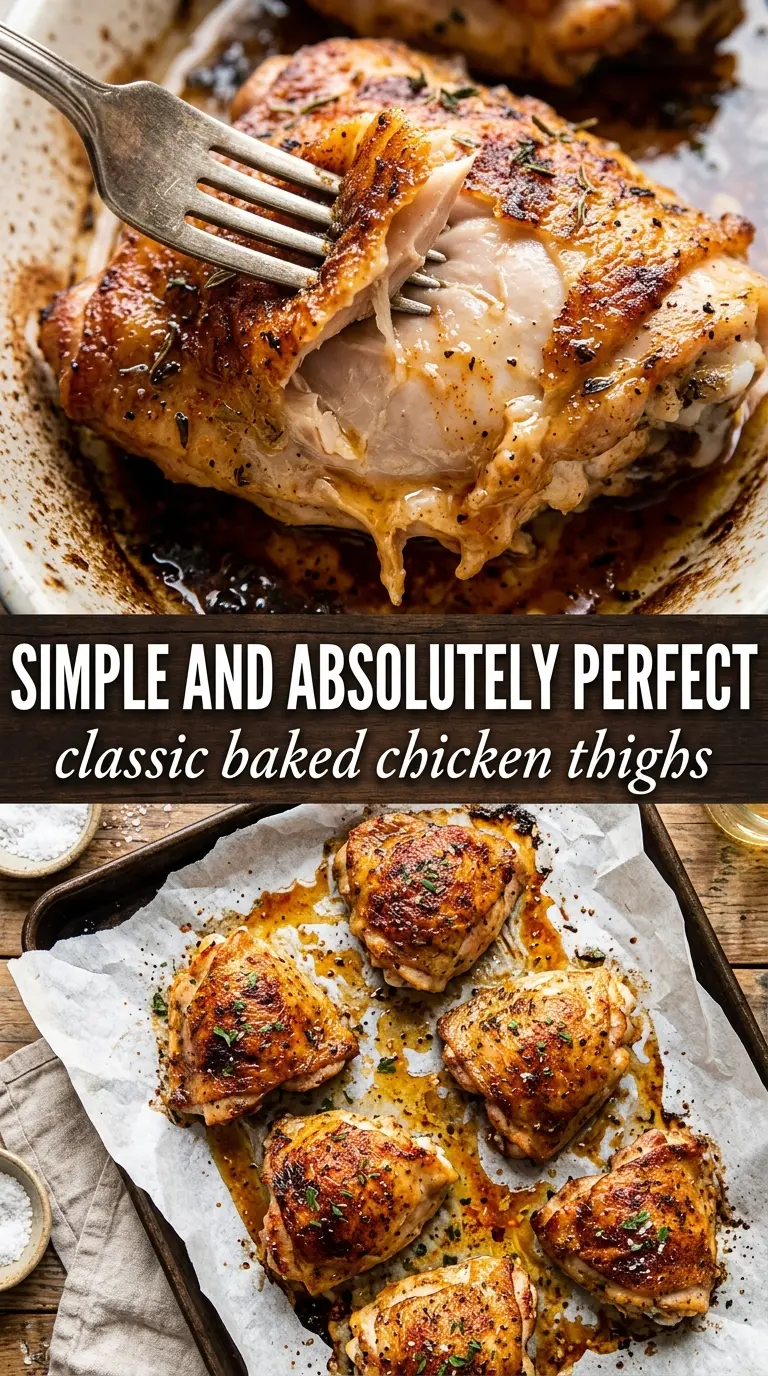 Baked chicken thighs crispy juicy golden