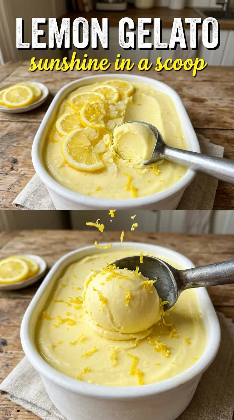 Lemon gelato creamy citrus frozen dessert