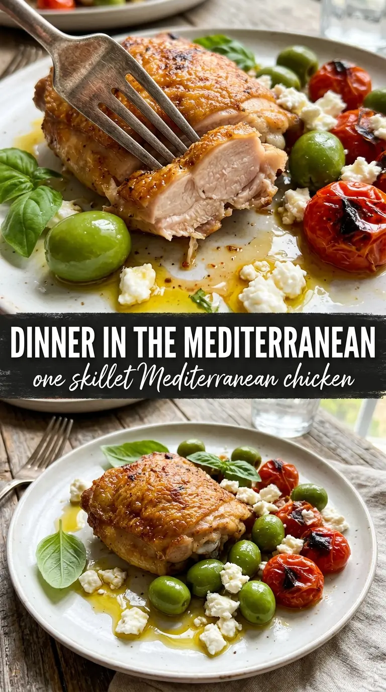 Mediterranean Chicken Thighs golden herb-roasted, lemony, feta-topped