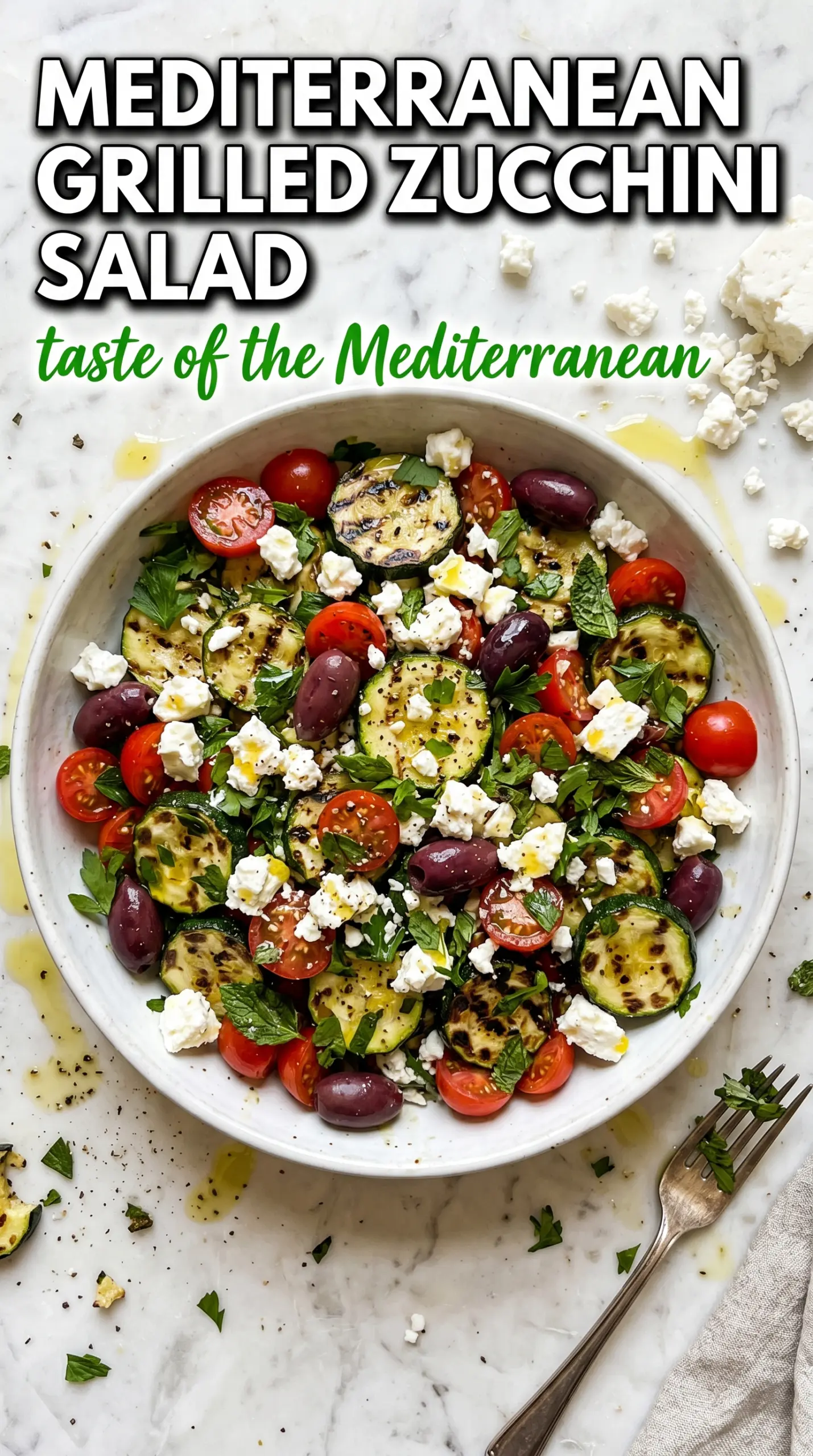 Mediterranean Grilled Zucchini Salad charred, fresh, bright