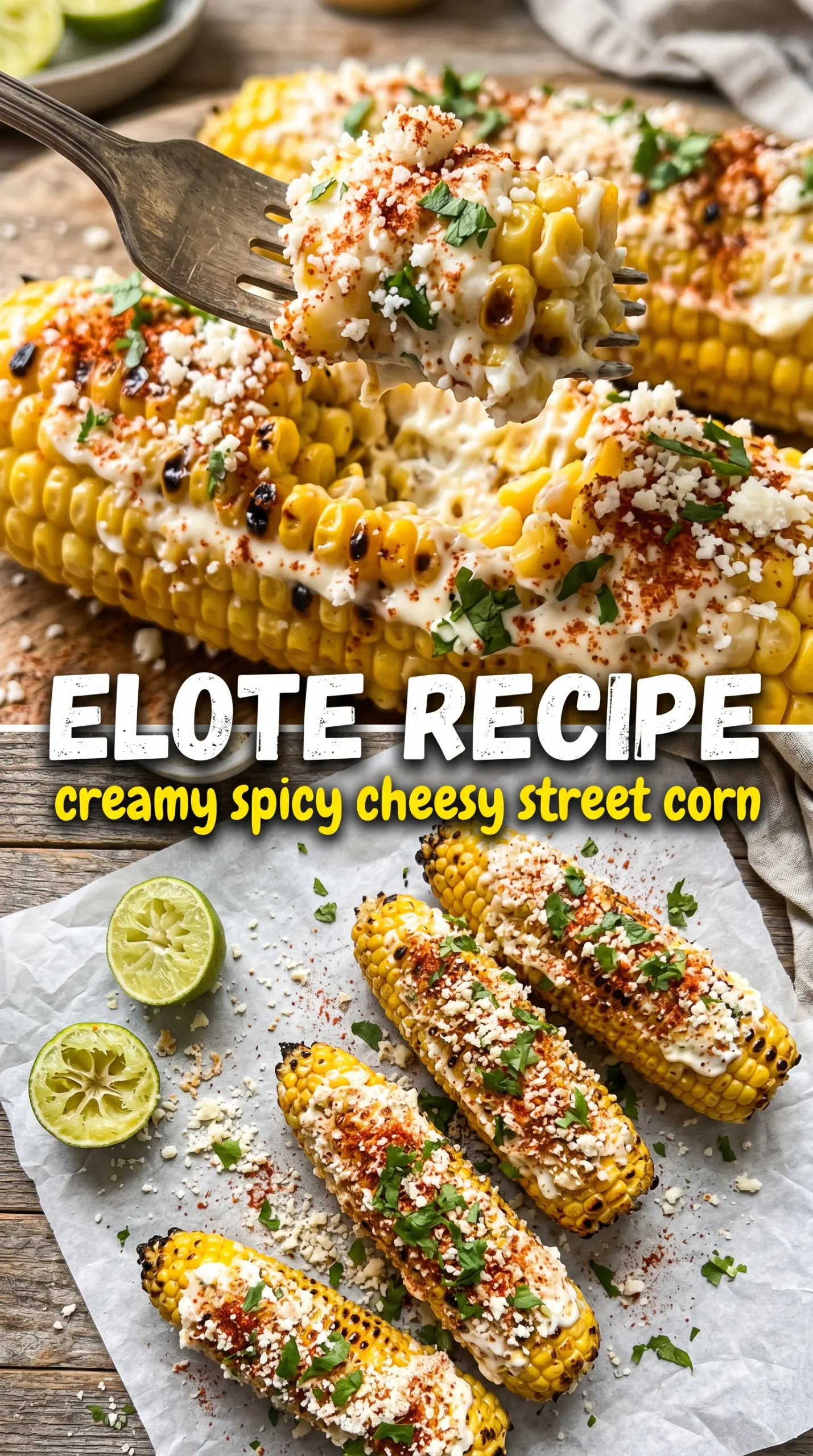 Cooked corn on the cob with toppings