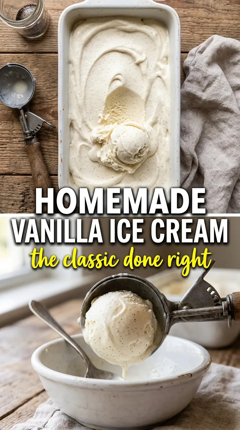 Old-Fashioned Homemade Vanilla Ice Cream creamy custard specks