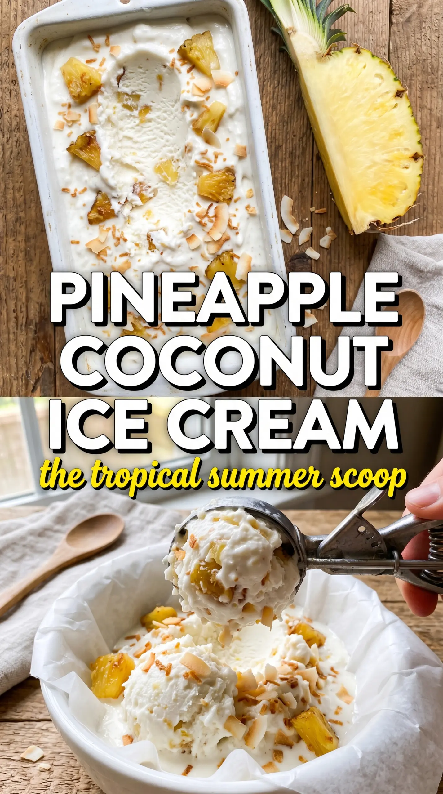 Pineapple Coconut Ice Cream creamy tropical frozen dessert