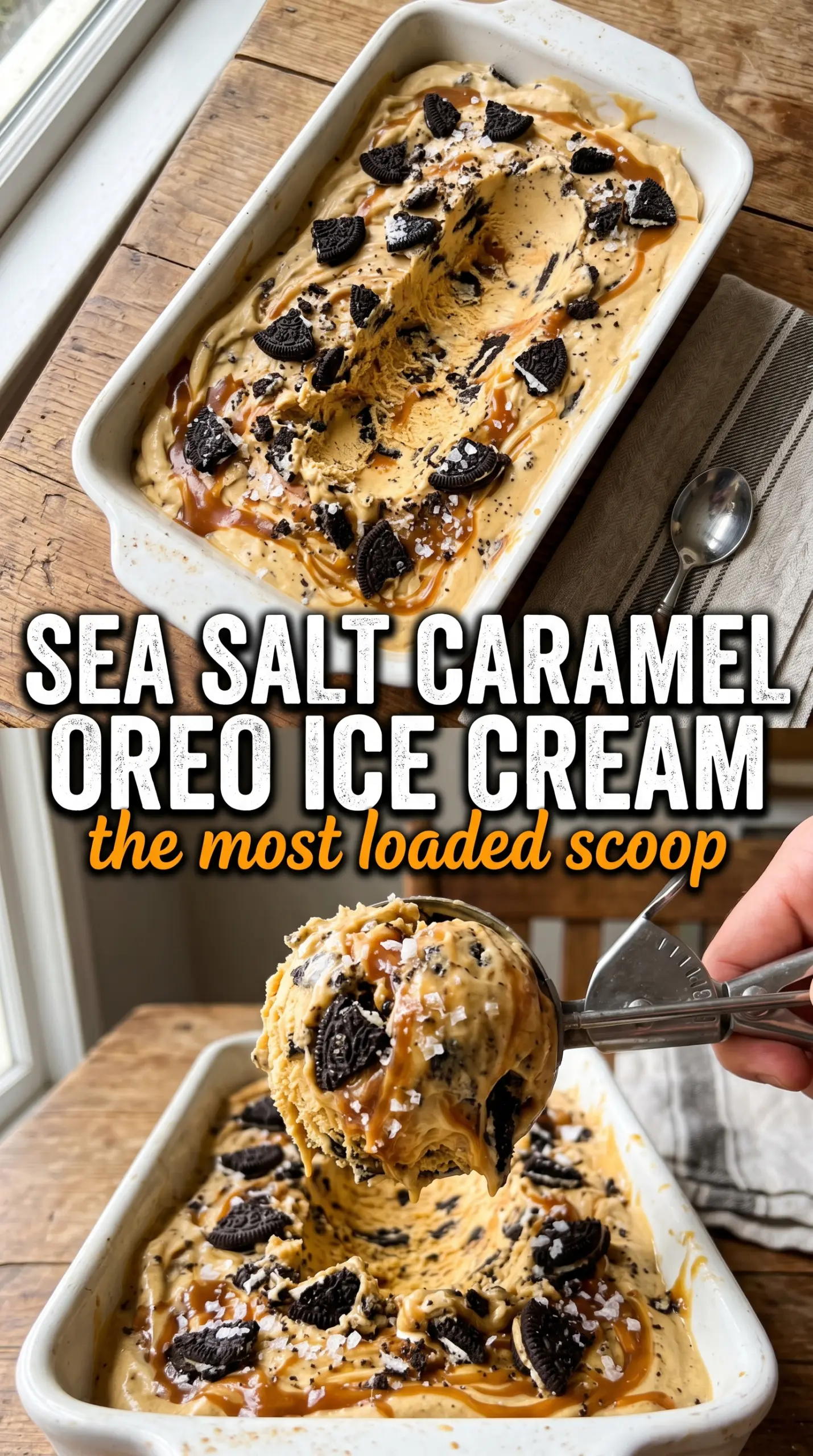 Sea Salt Caramel Oreo Ice Cream creamy caramel cookies