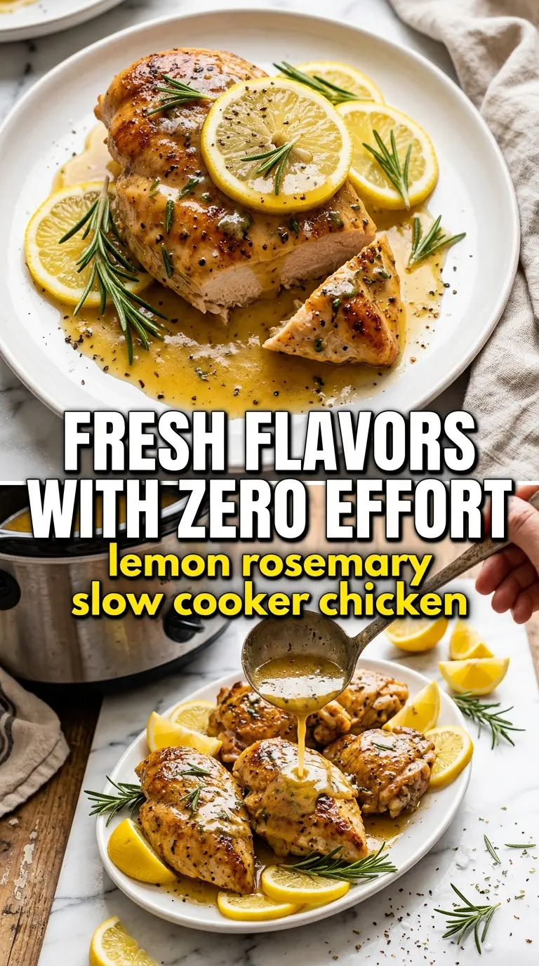 Slow Cooker Lemon and Rosemary Chicken, tender golden, aromatic