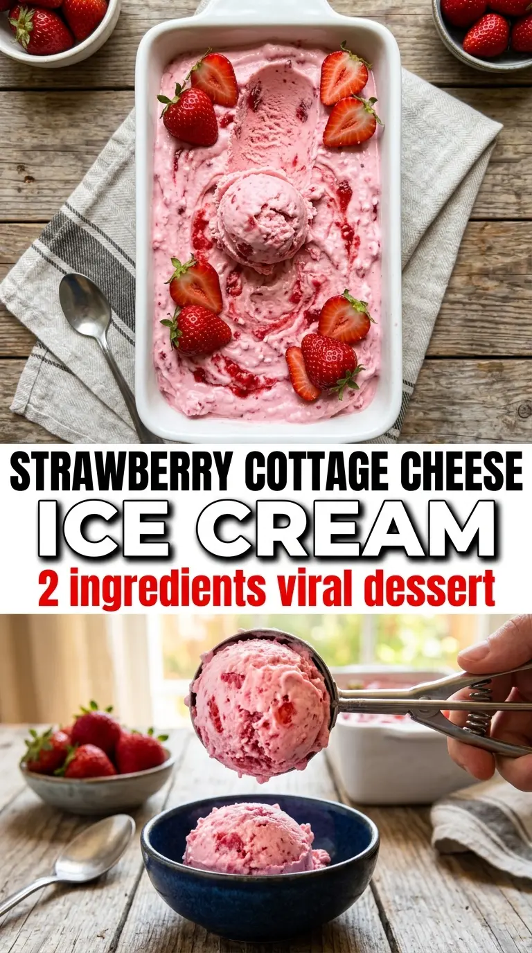 Strawberry Cottage Cheese Ice Cream creamy pink
