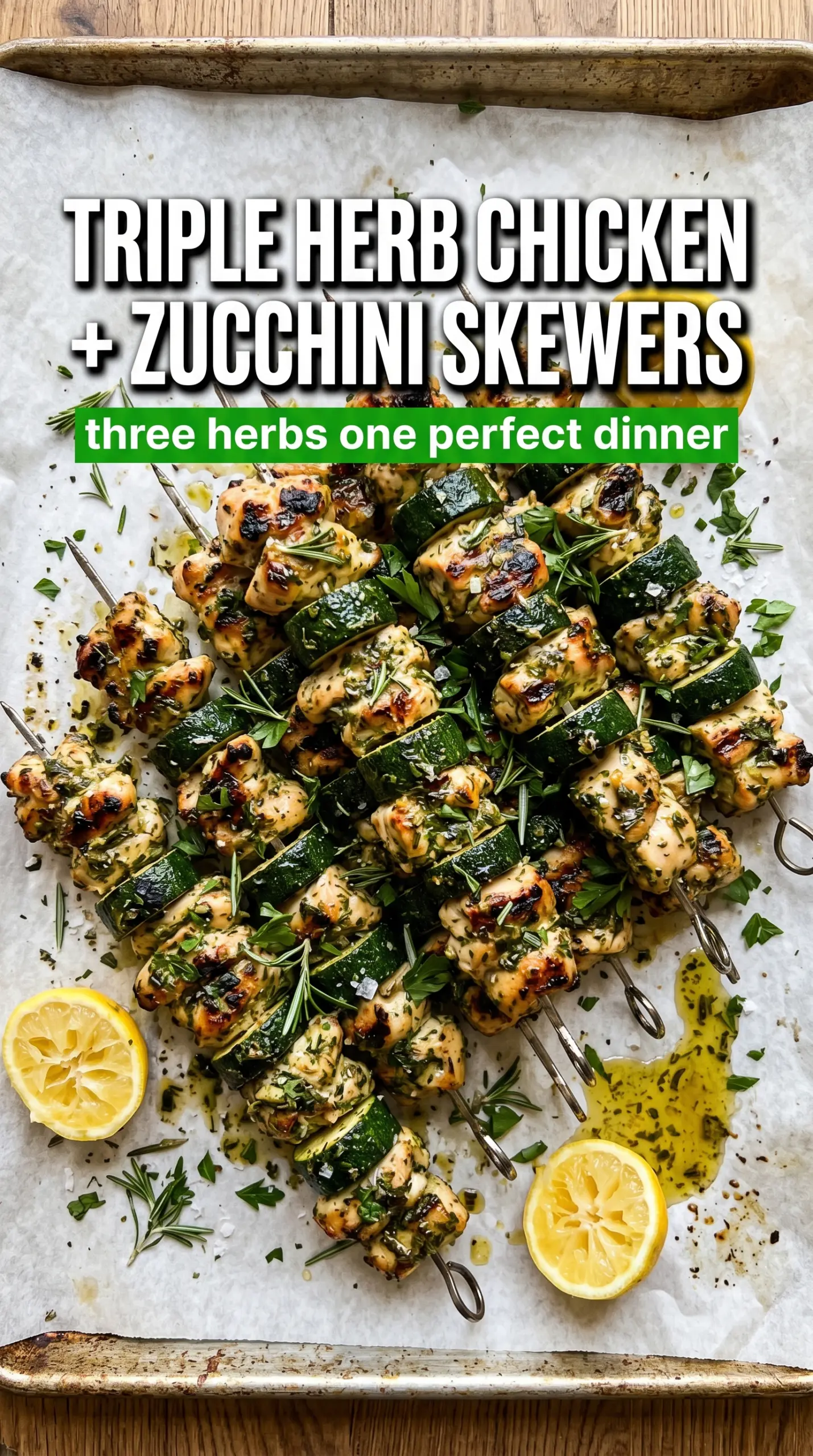 Triple Herb Chicken and Zucchini Skewers grilled herb chicken zucchini