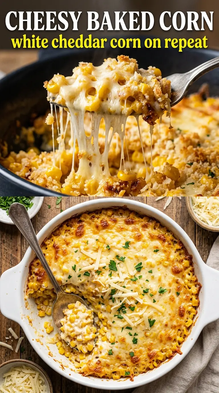 White Cheddar Baked Corn creamy golden cheesy