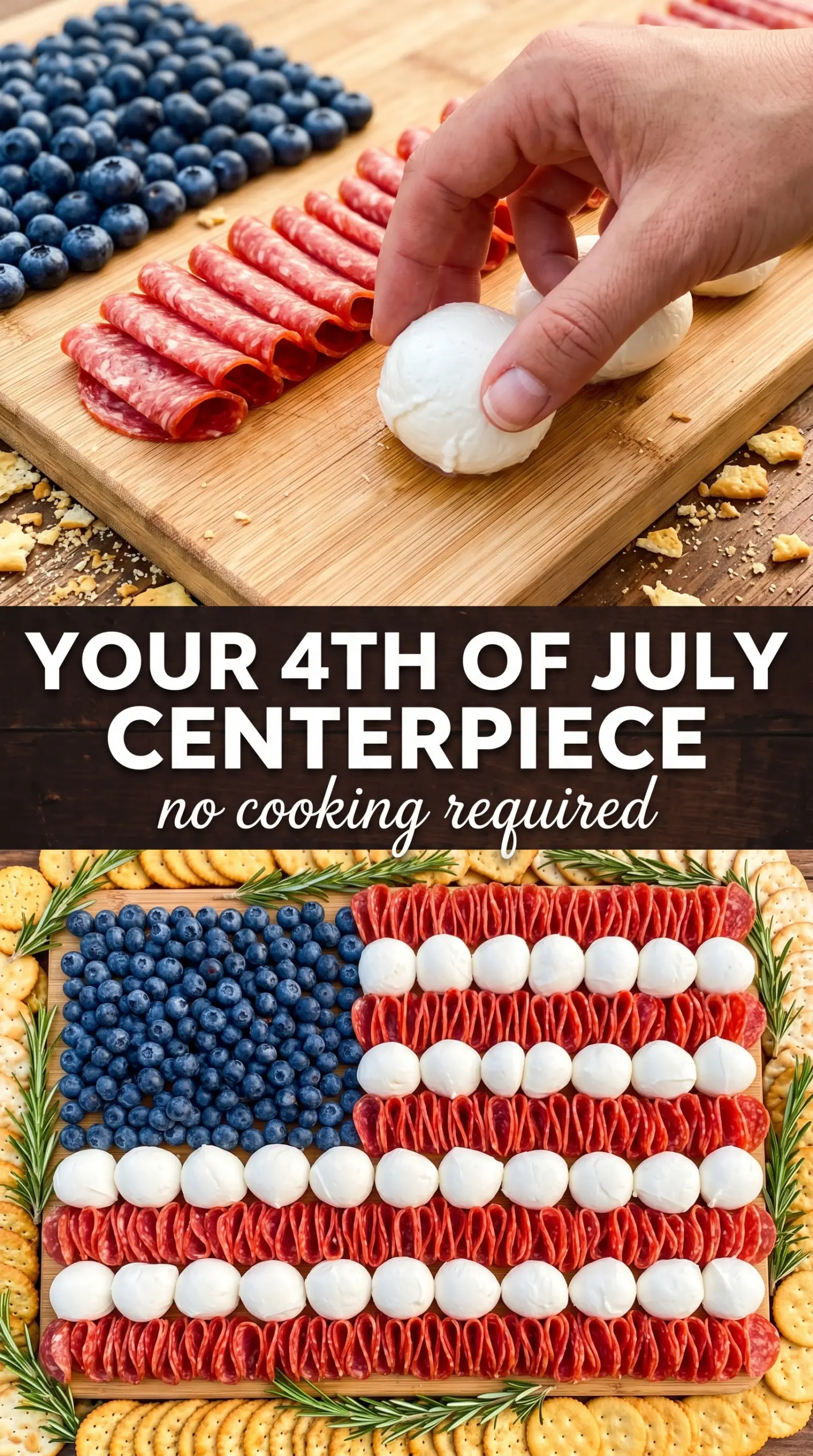 American Flag Charcuterie Board patriotic red white blue