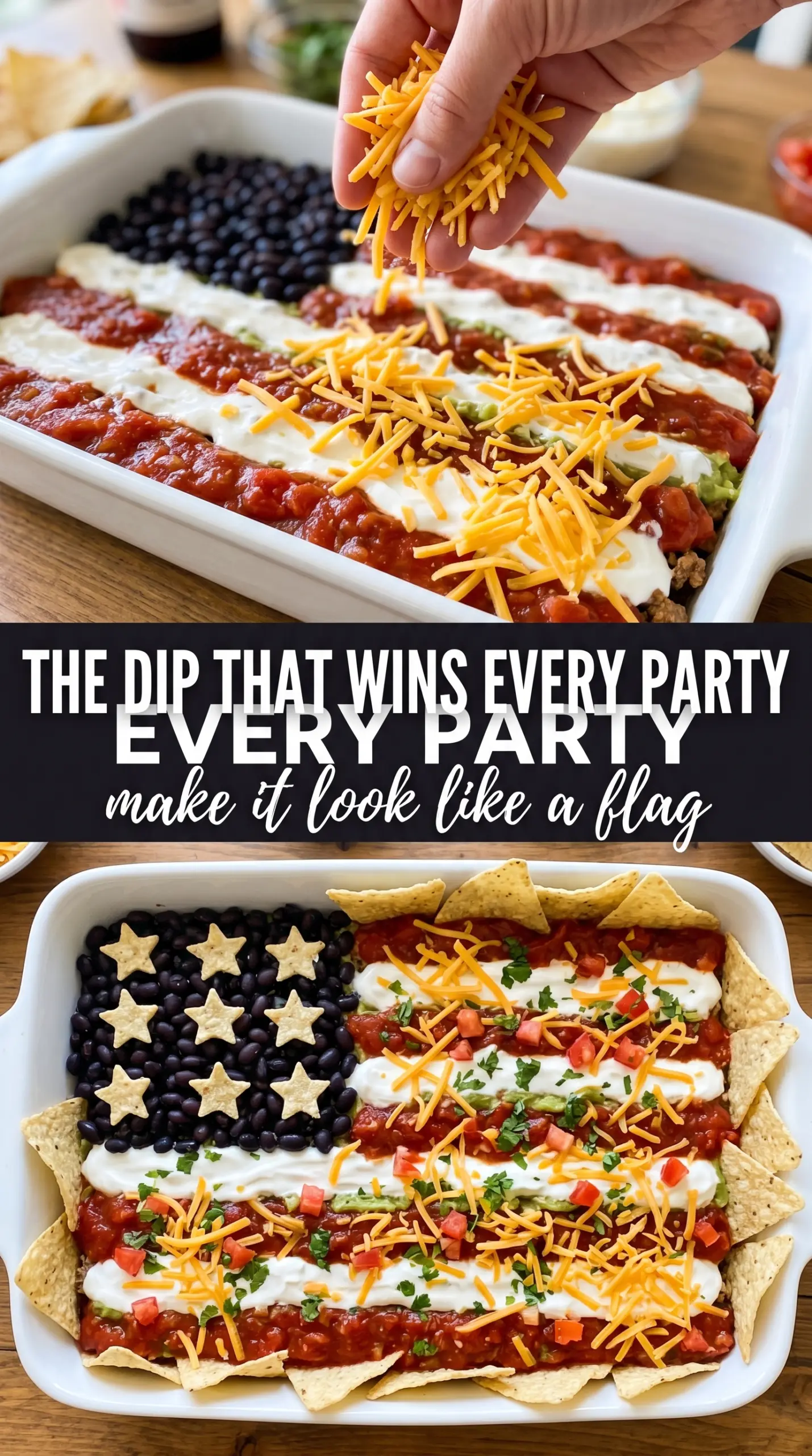 American Flag Taco Dip patriotic layered red white blue