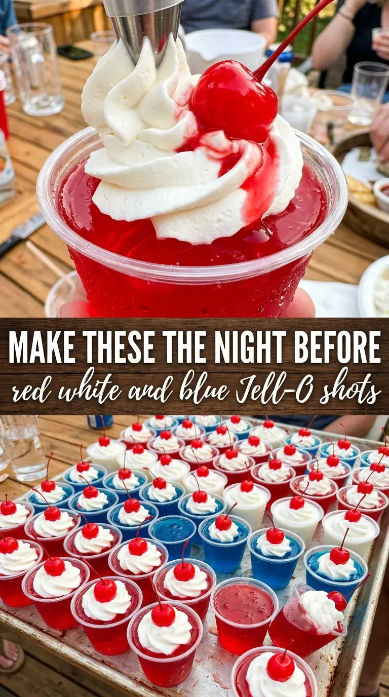 Jell-O shots red white blue layered