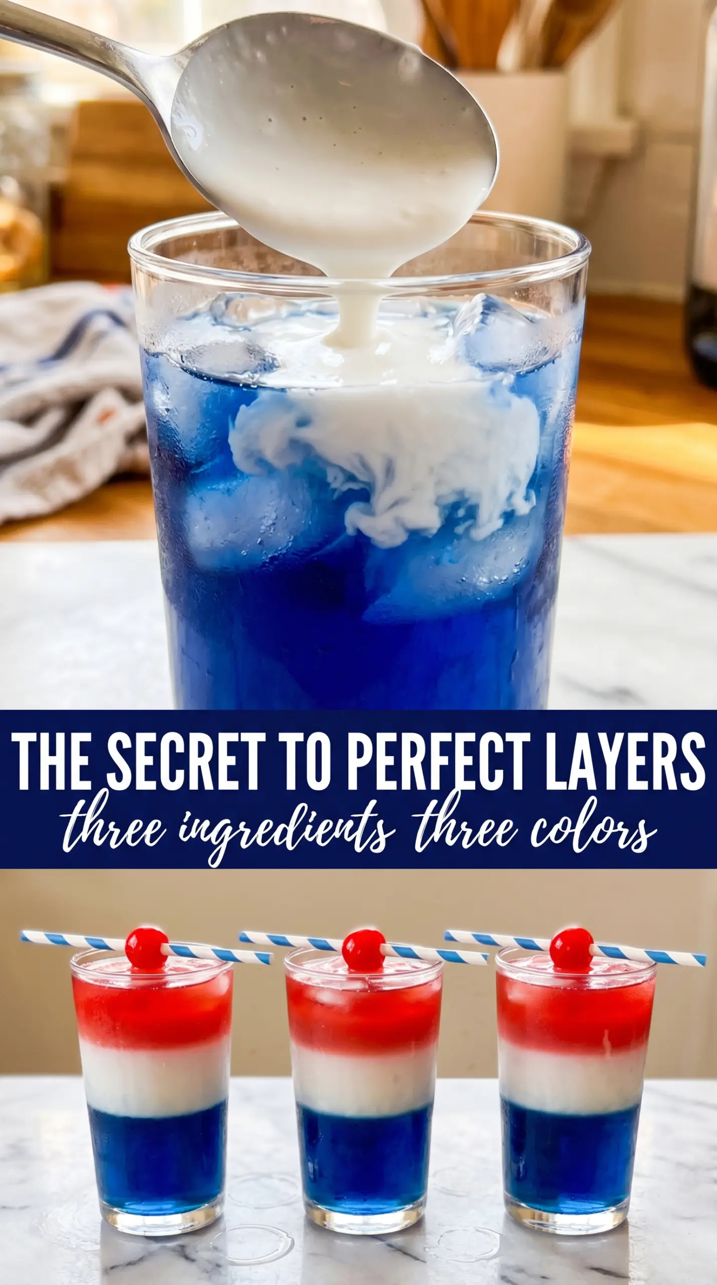 Non-Alcoholic Layered Drinks colorful layered mocktail