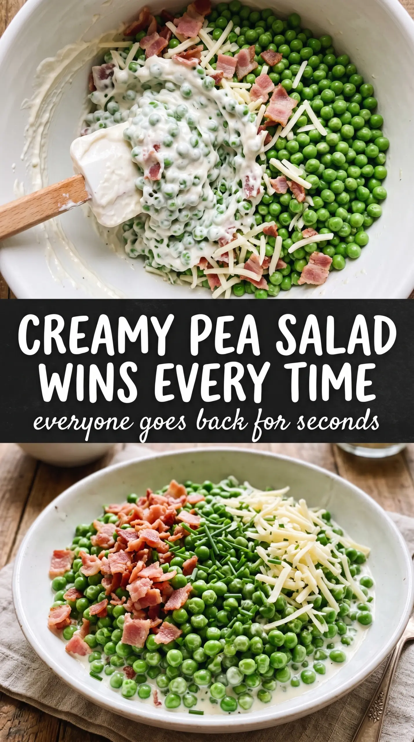 Pea Salad creamy bacon cheddar