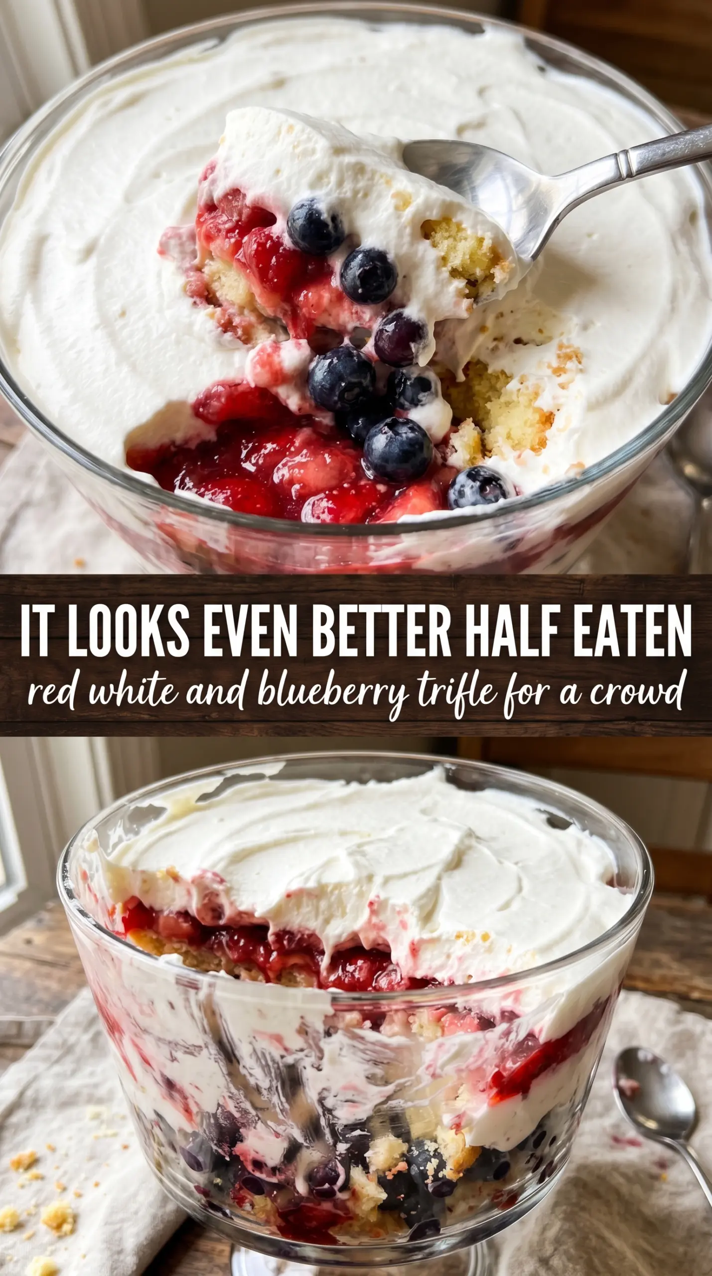 Red, White and Blueberry Trifle layered dessert