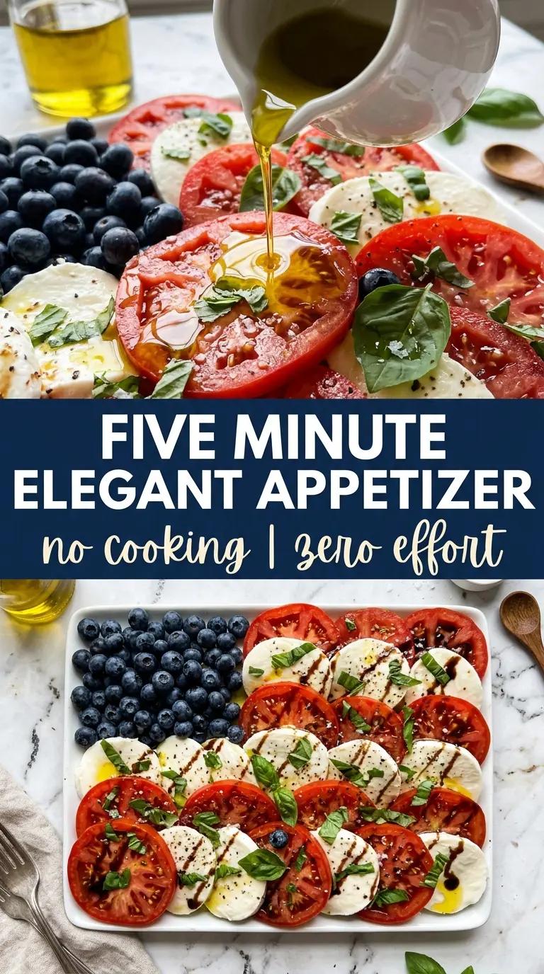 Red, White & Blue Caprese Salad patriotic fresh mozzarella blueberry salad