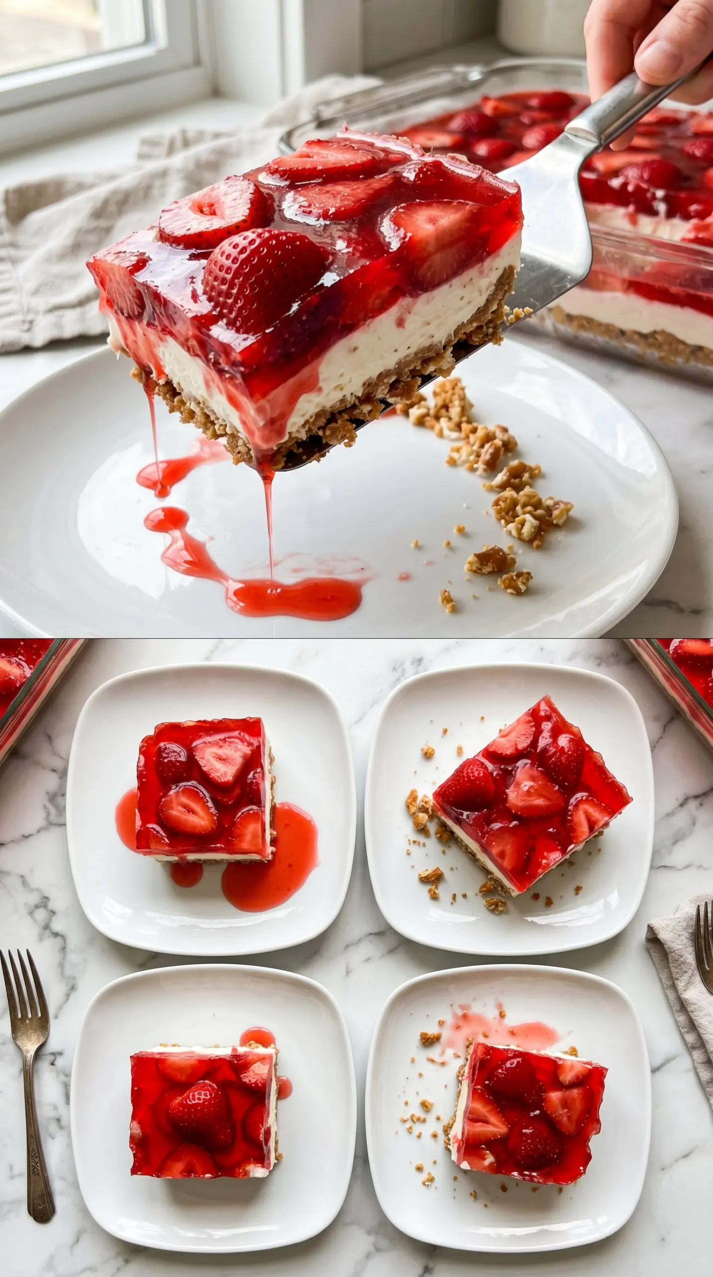 Strawberry Pretzel Jello Salad sweet salty layered dessert