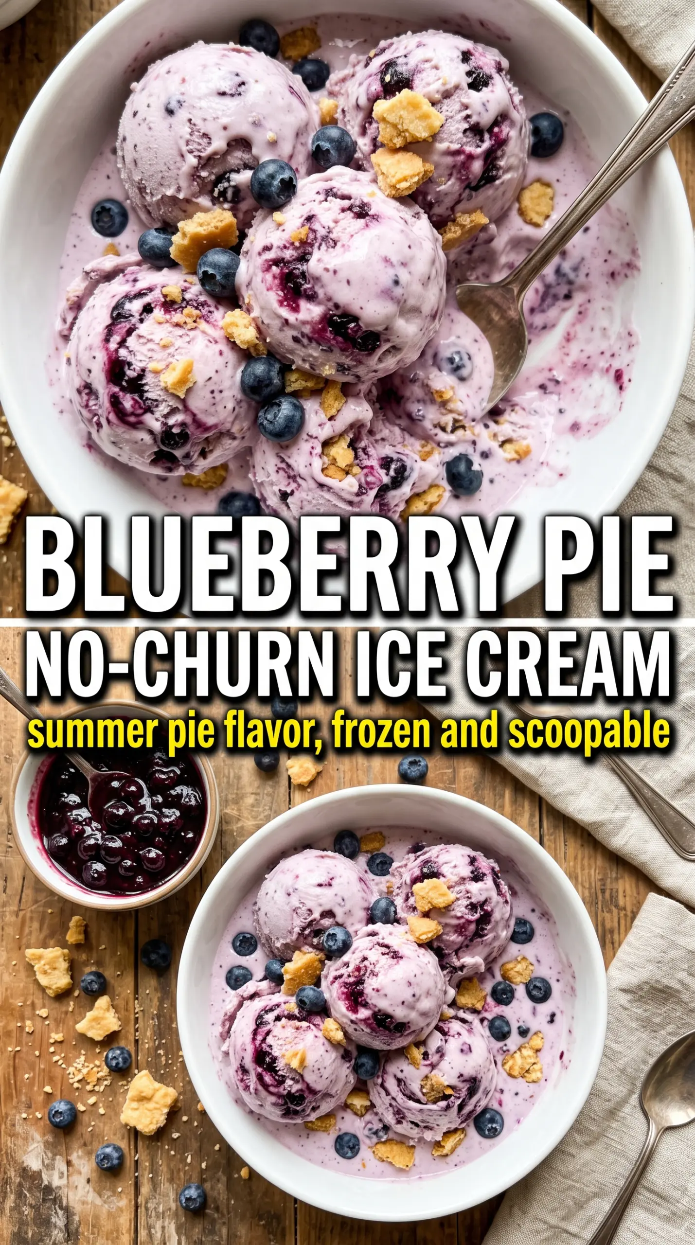 Blueberry Pie No-Churn Ice Cream creamy blueberry swirl