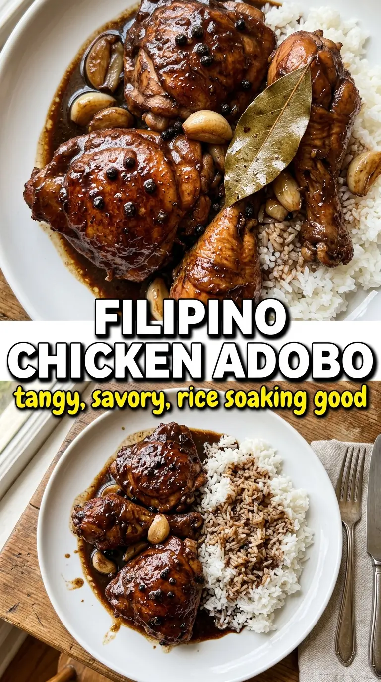 Chicken adobo braised Filipino chicken tangy savory