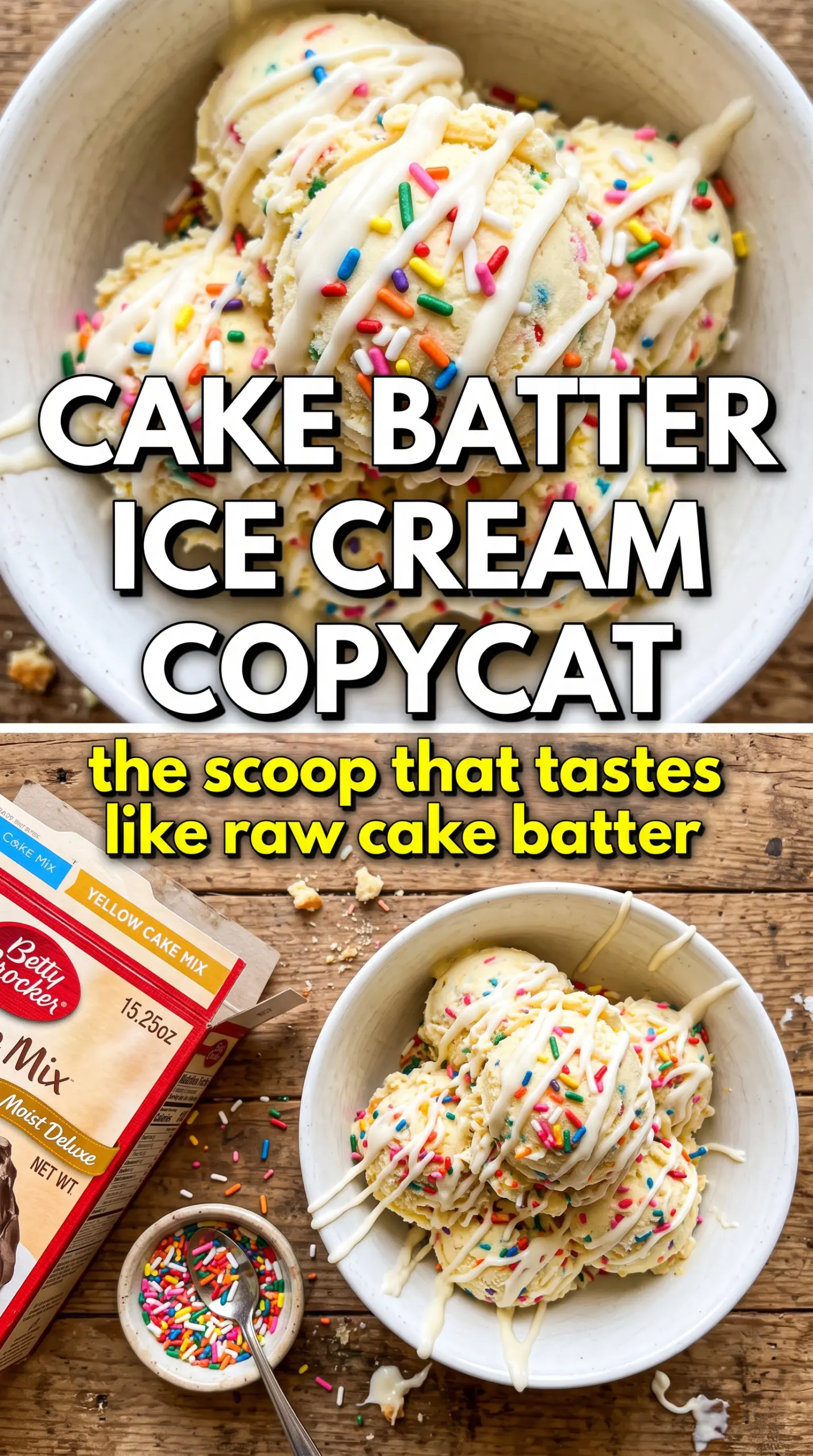 Copycat Cake Batter Ice Cream creamy sprinkles