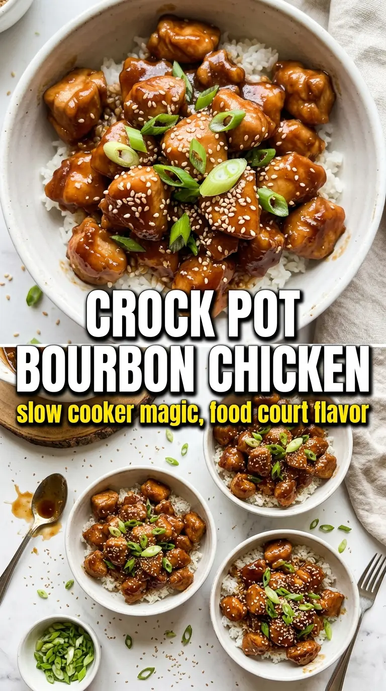 Crock Pot Bourbon Chicken sticky glazed tender