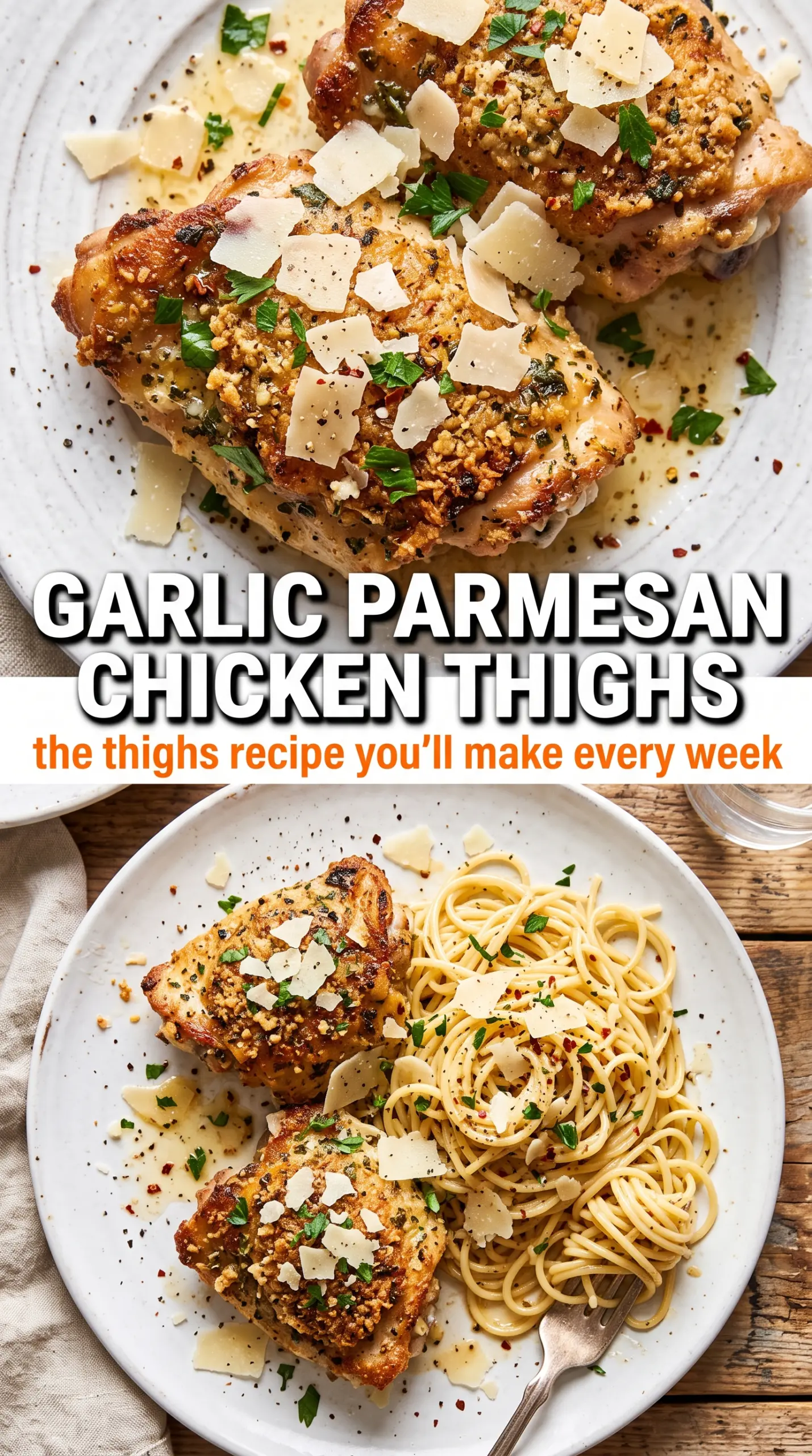 Garlic Parmesan Chicken Thighs crispy cheesy