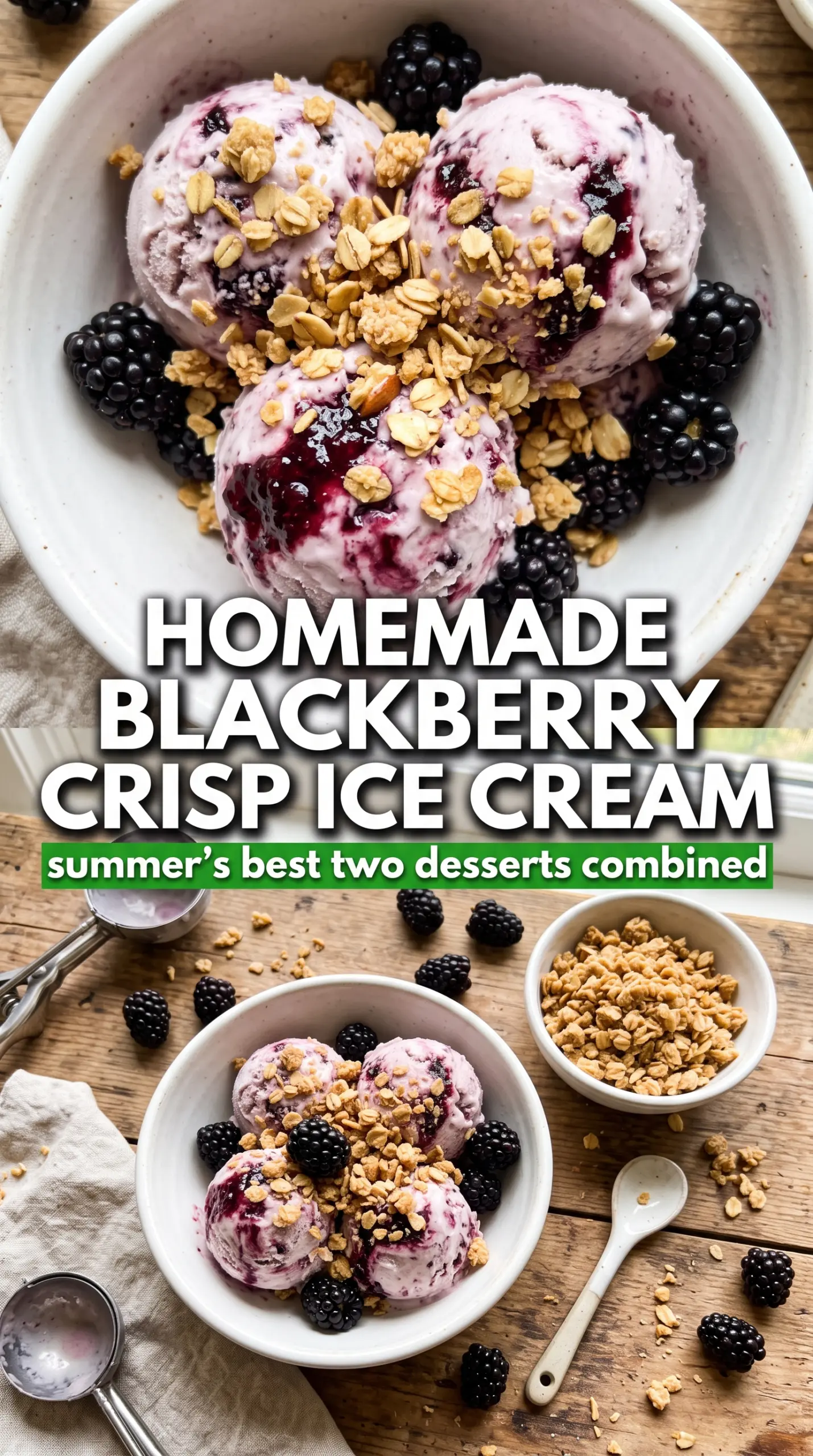 Homemade Blackberry Crisp Ice Cream deep purple creamy crunchy
