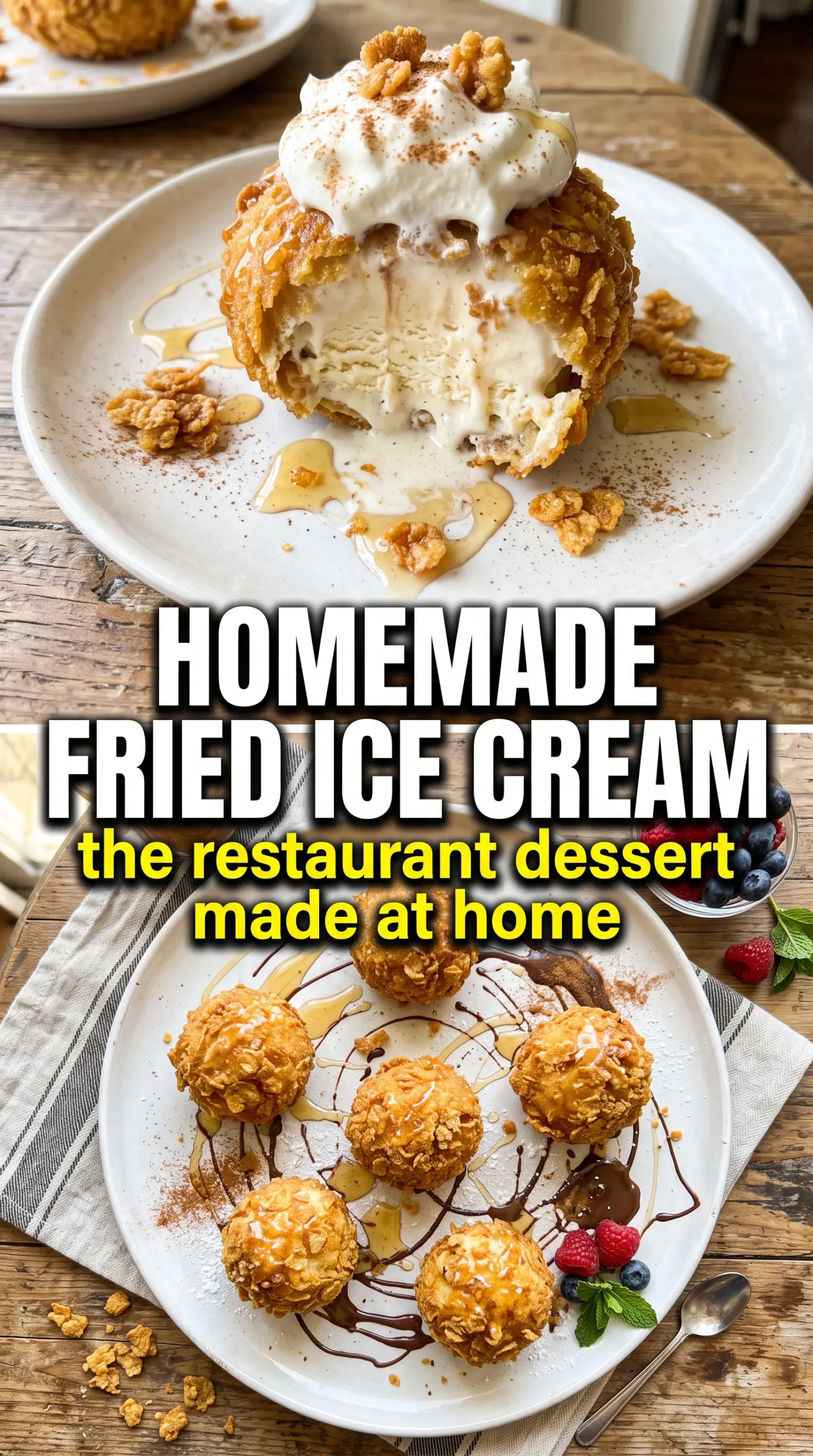 Homemade Fried Ice Cream crispy cinnamon-sugar crunchy