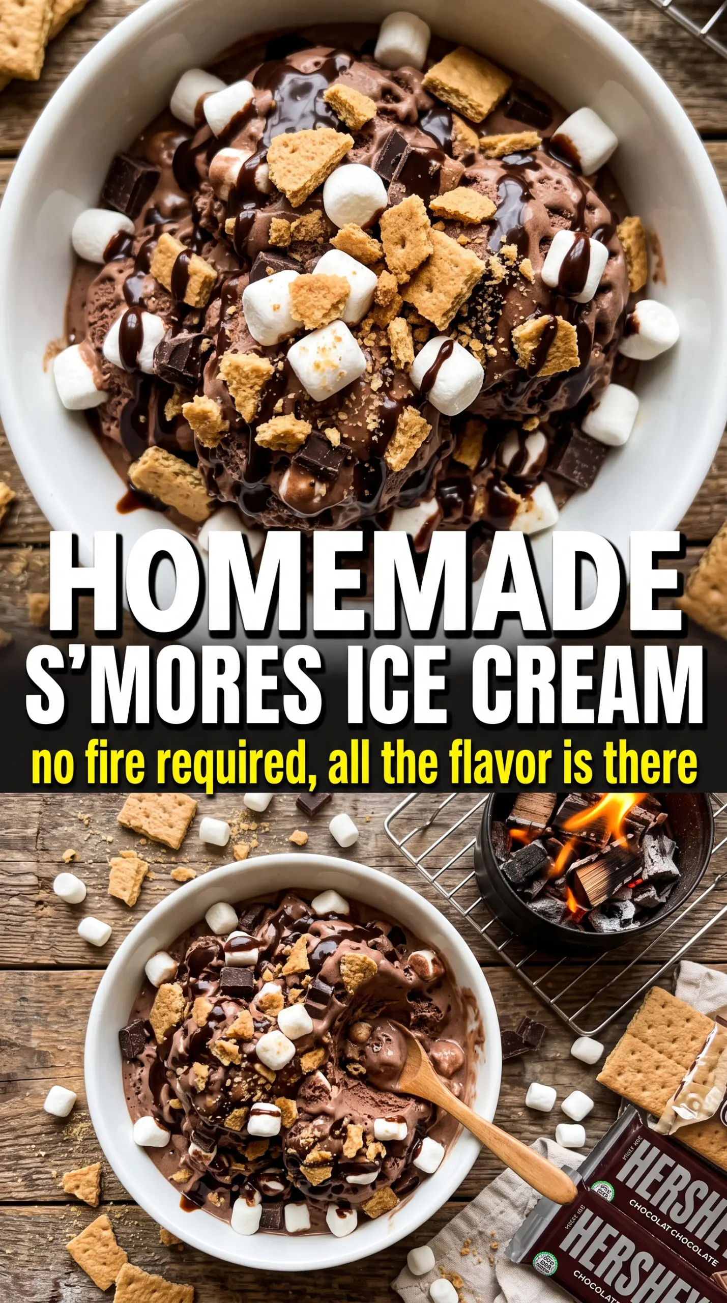 Homemade S'mores Ice Cream toasted marshmallow chocolate graham cracker