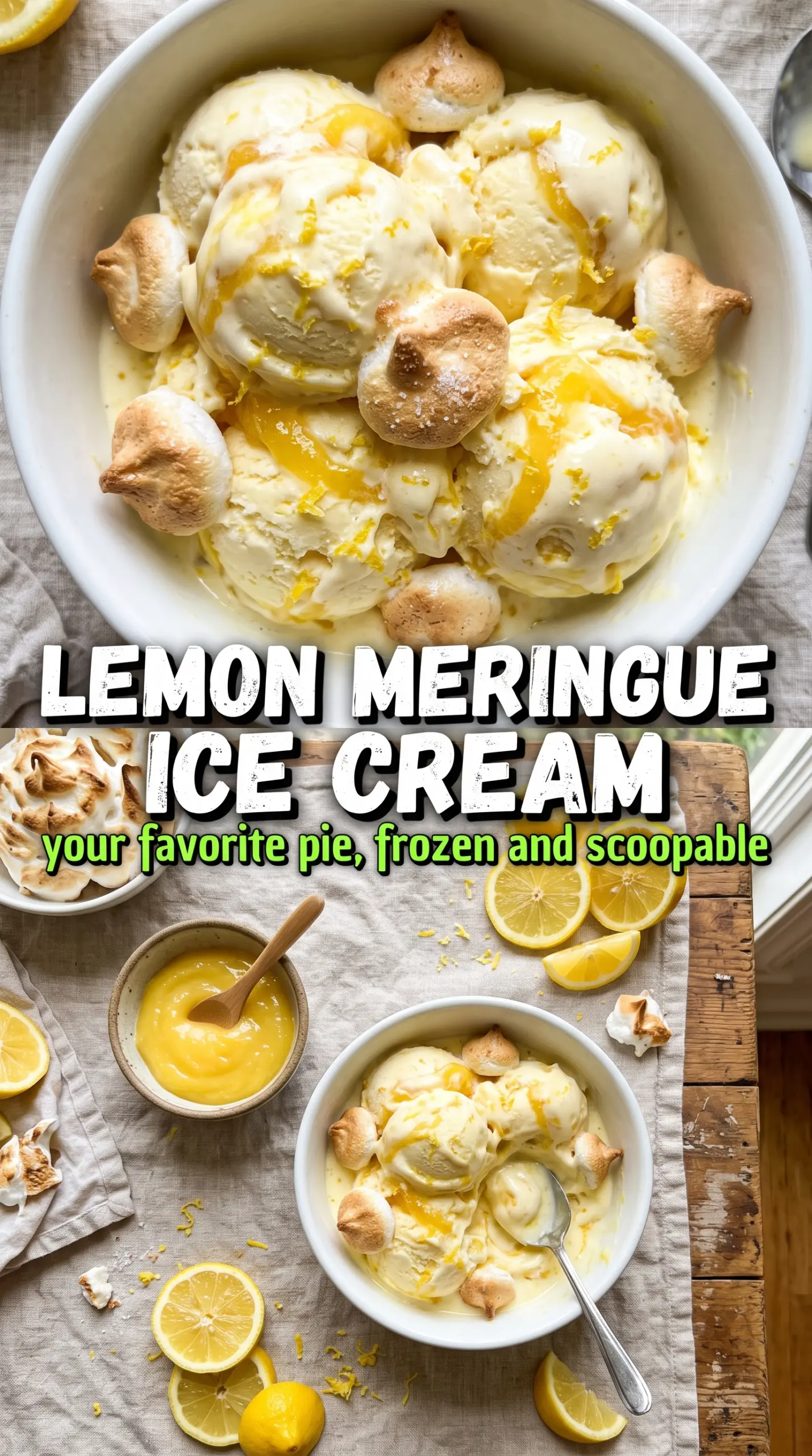 Lemon meringue ice cream bright citrus toasted meringue