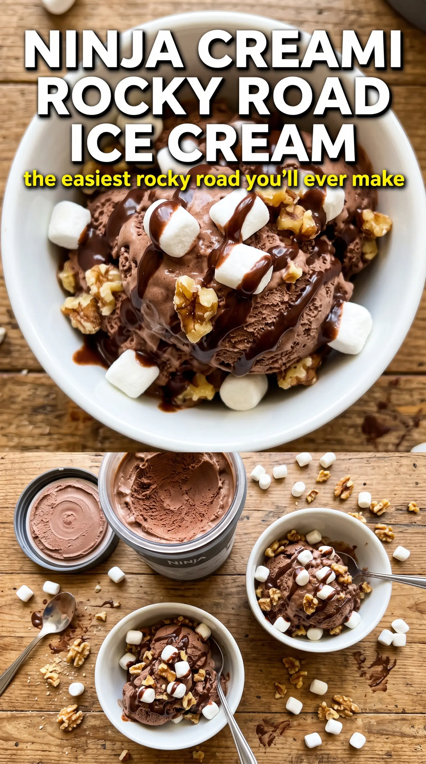 Ninja Creami Rocky Road Ice Cream chocolate marshmallow almond
