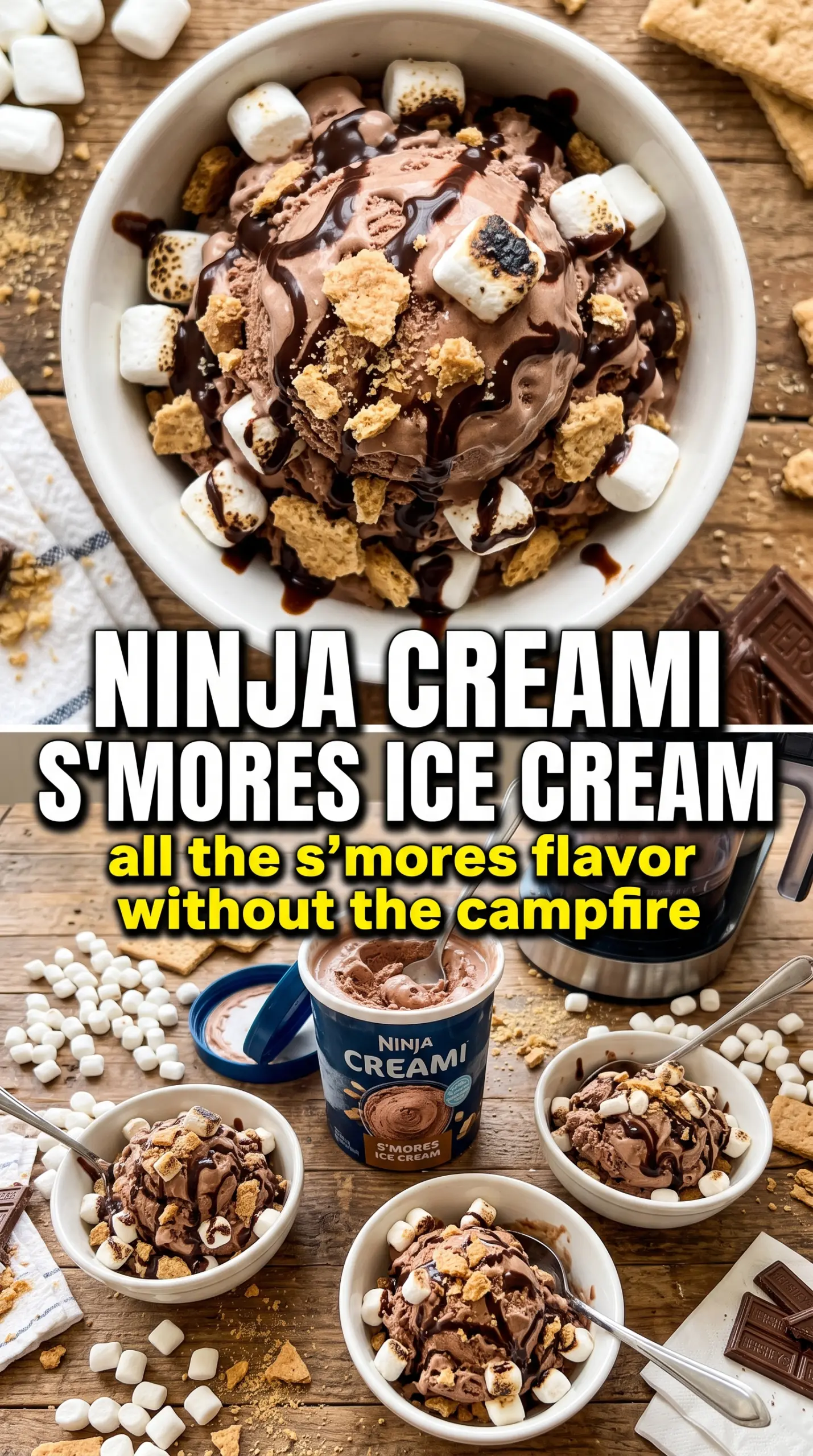 Ninja Creami S'mores Ice Cream chocolate marshmallow graham