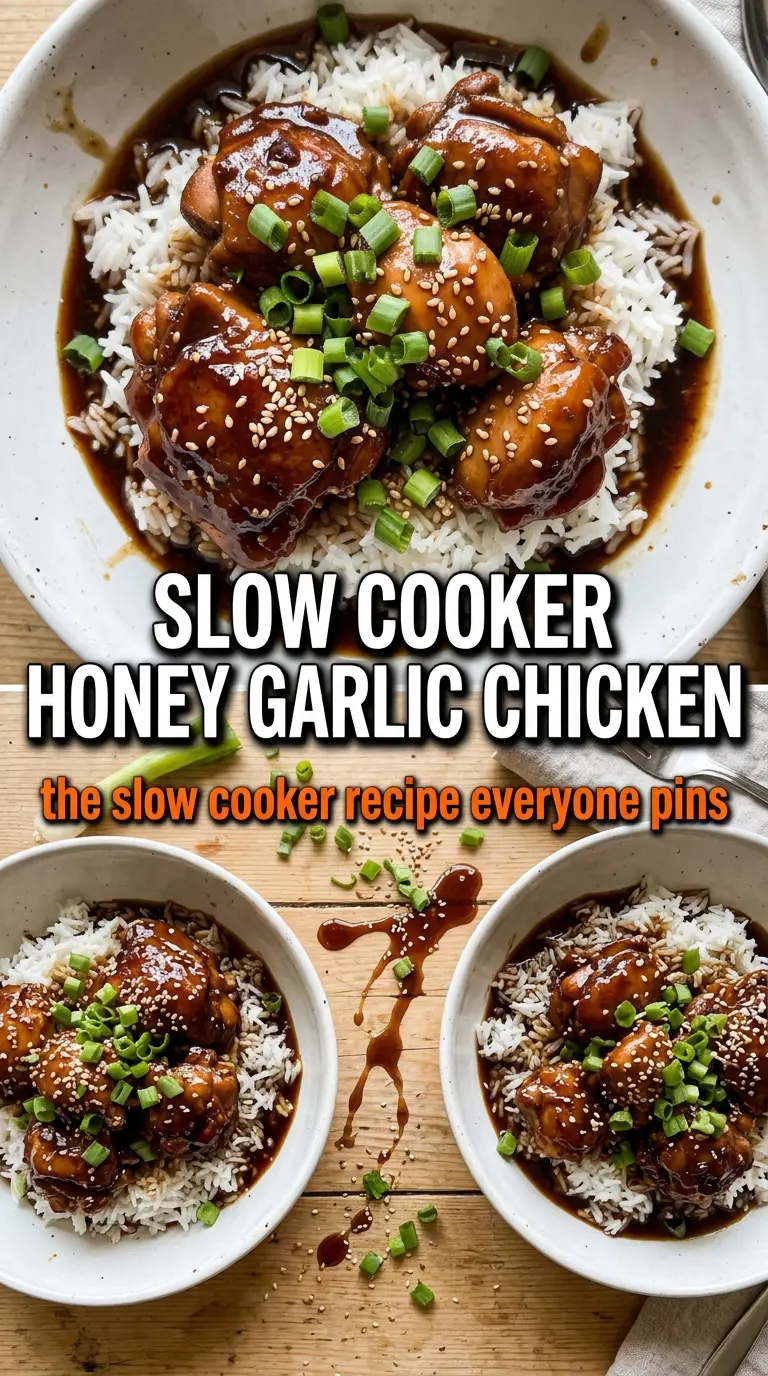 Slow Cooker Honey Garlic Chicken tender saucy glossy