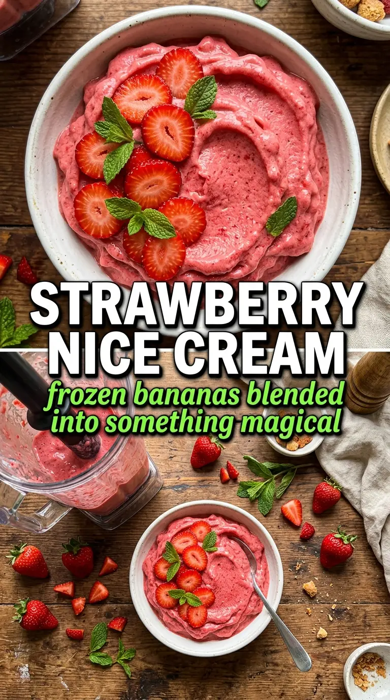 Strawberry Nice Cream creamy pink frozen dessert