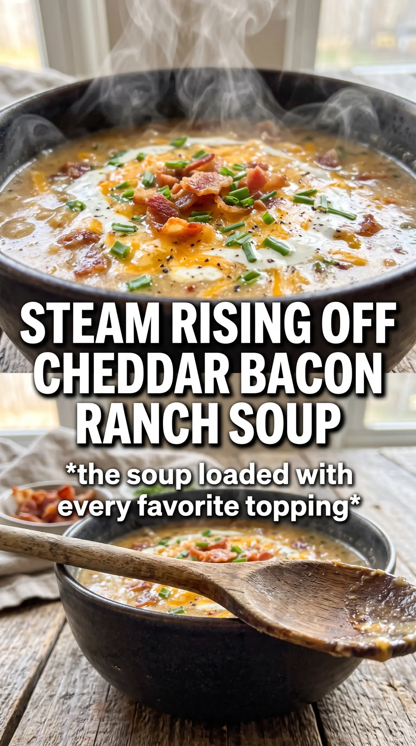 Cheddar Bacon Ranch Chicken Noodle Soup creamy cheesy