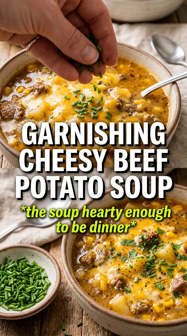 Cheesy Beef and Potato Soup rich creamy hearty