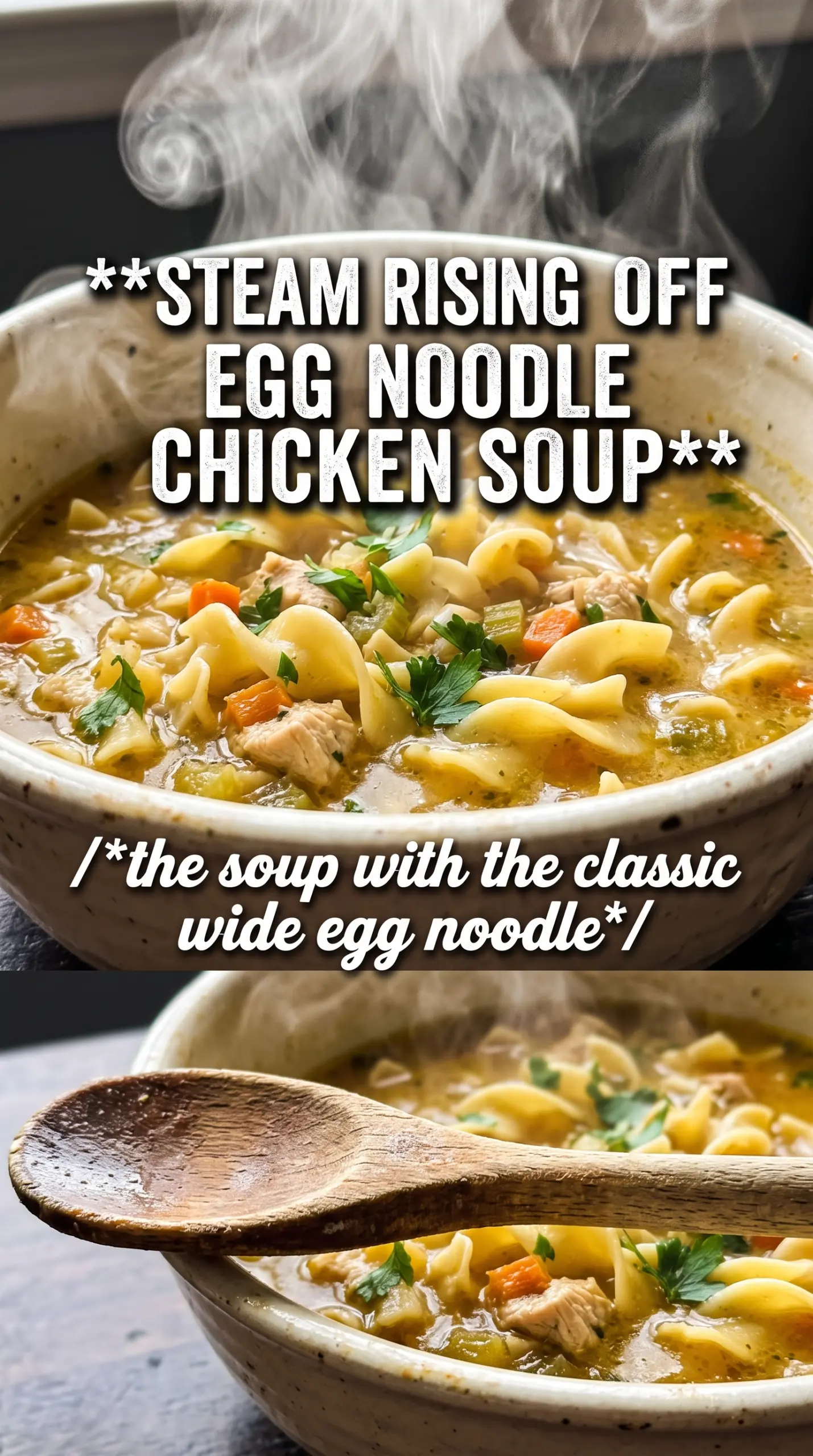 Chicken Noodle Soup With Egg Noodles with golden broth, tender chicken, fresh dill