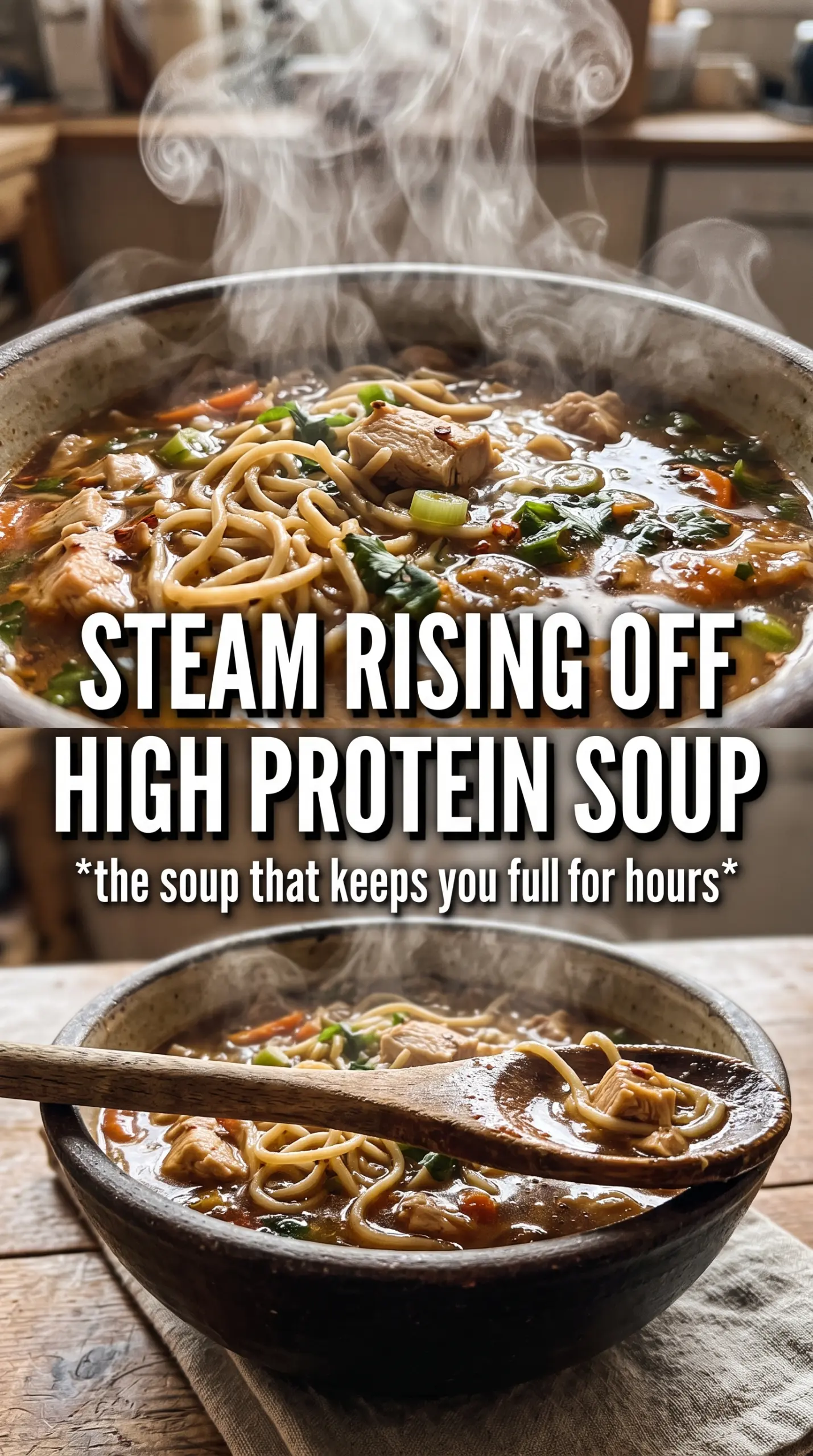 High Protein Chicken Noodle Soup hearty lemony chickpeas