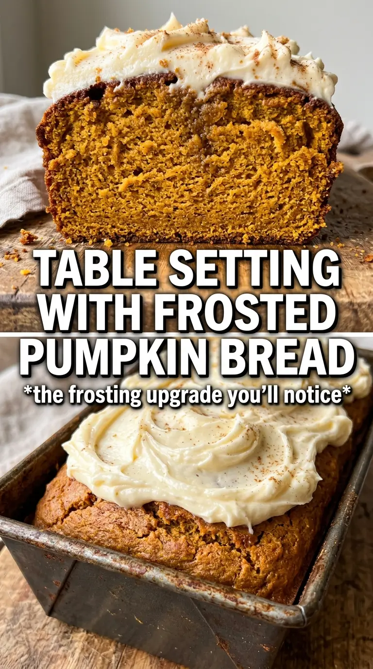 Pumpkin Bread With Cream Cheese Frosting, spiced loaf, creamy topping