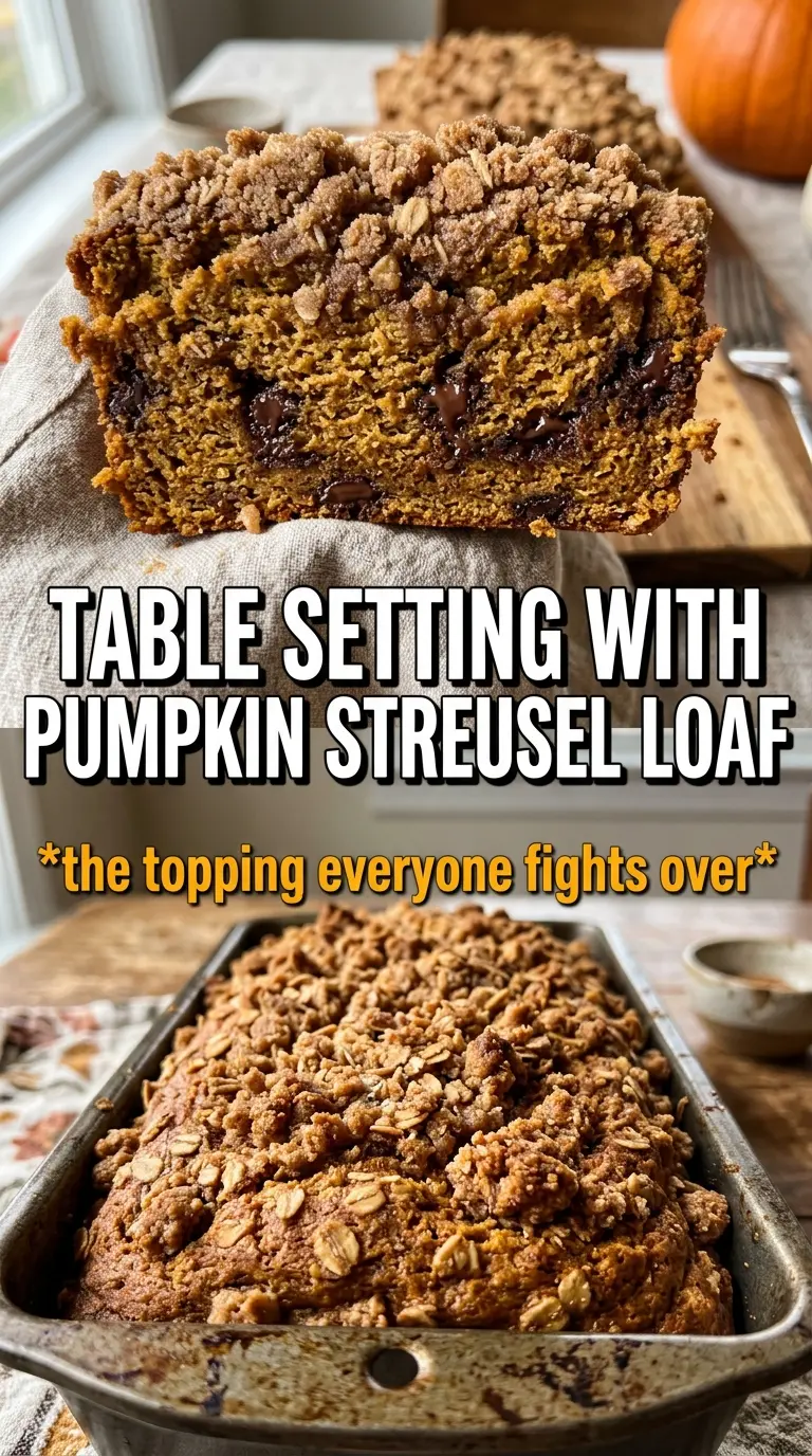 Pumpkin Chocolate Chip Streusel Bread moist chocolatey streusel