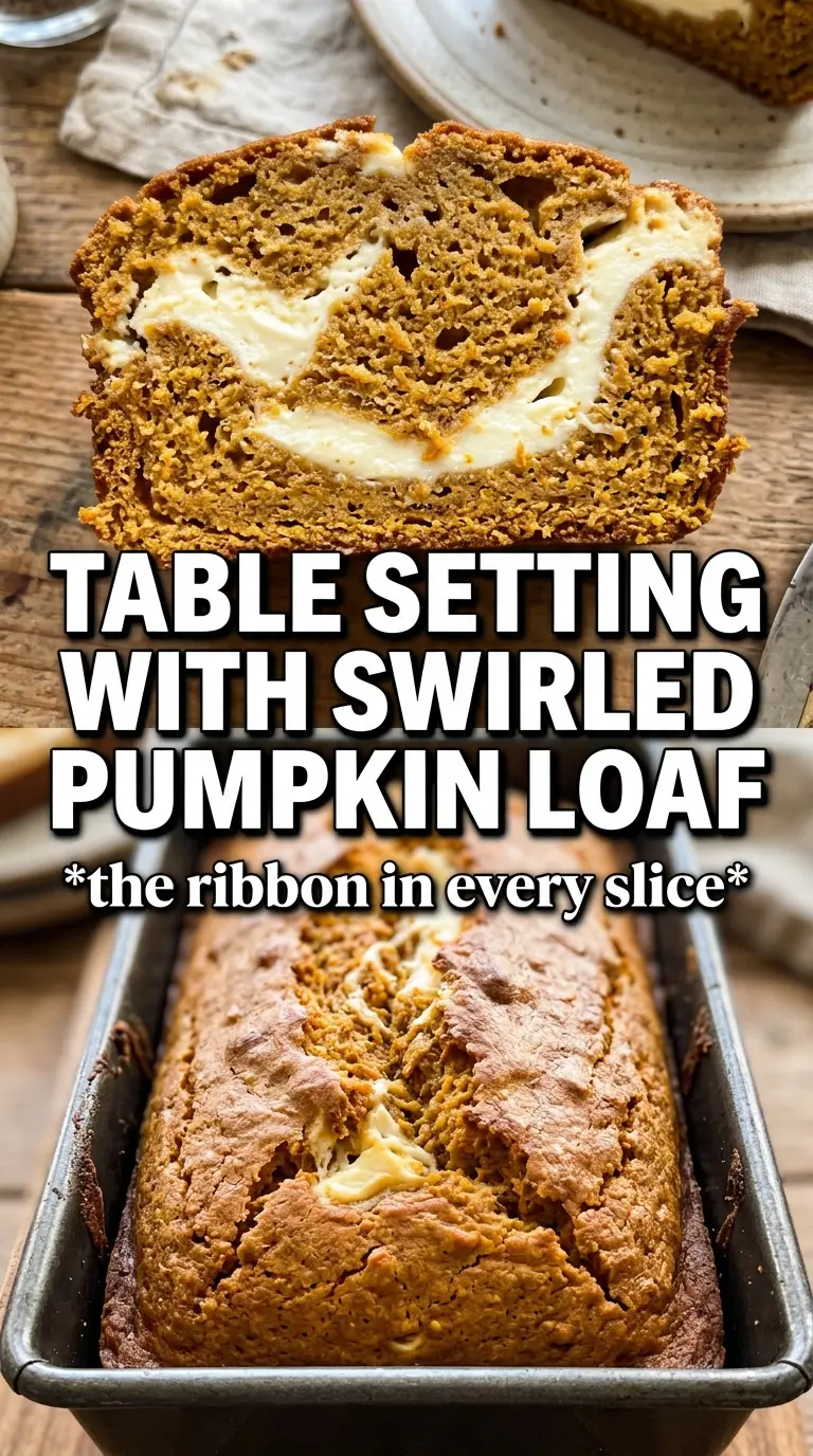 Pumpkin Cream Cheese Bread with swirl, cinnamon sugar, moist crumb